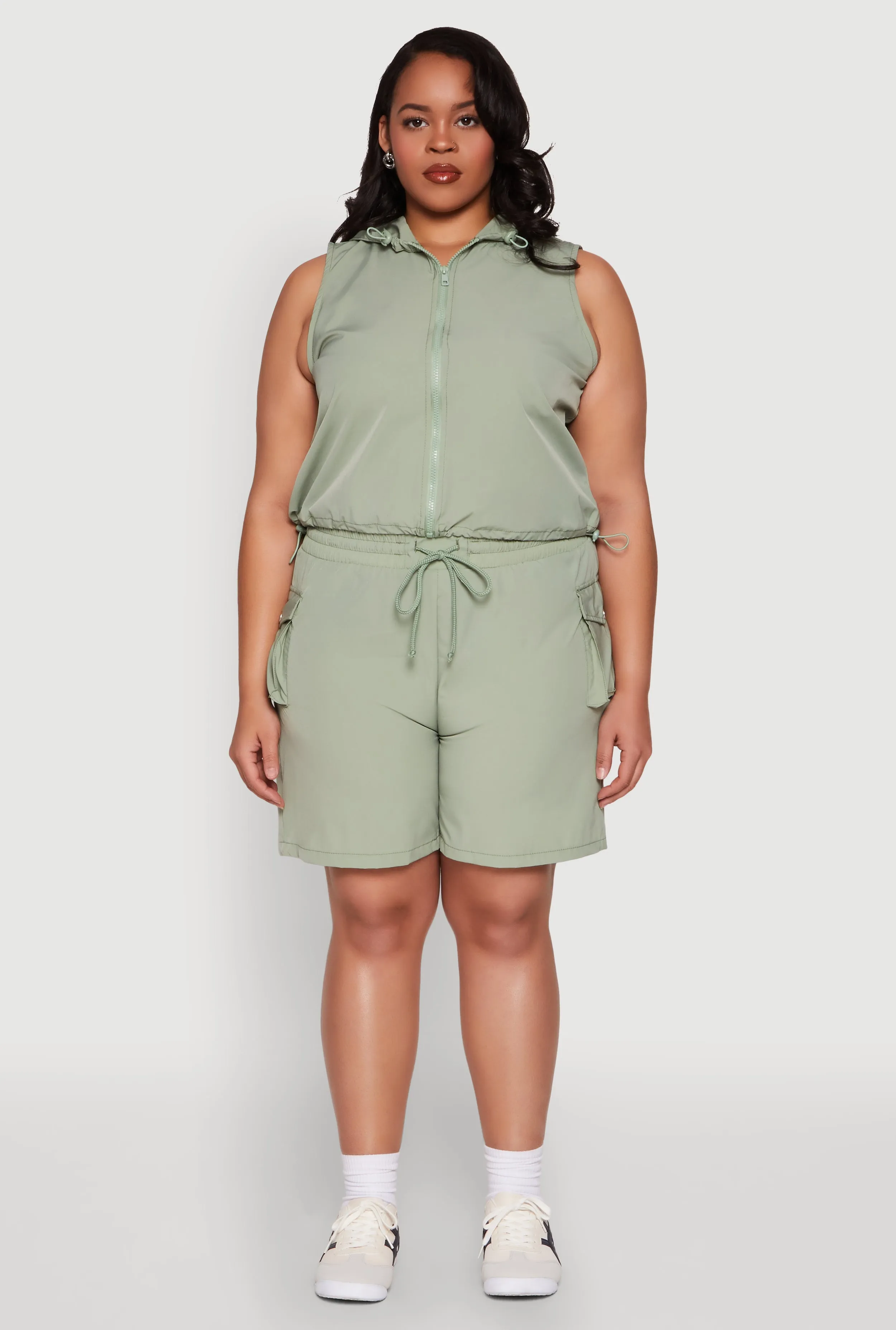 Plus Size Drawstring High Waisted Cargo Shorts sold by Rainbow product image thumbnail 2