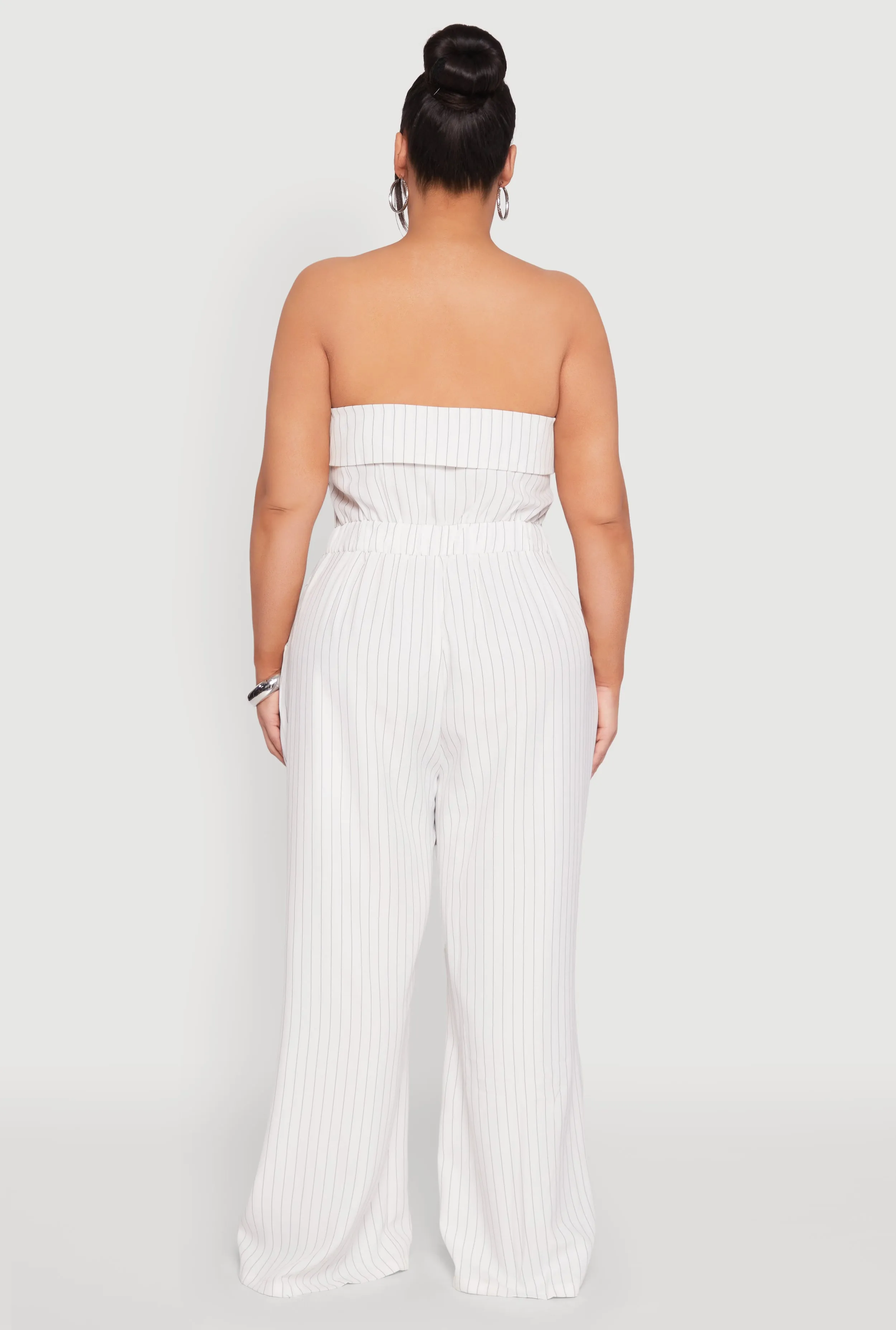 Plus Size Pinstripe Zip Front Jumpsuit sold by Rainbow product image thumbnail 5