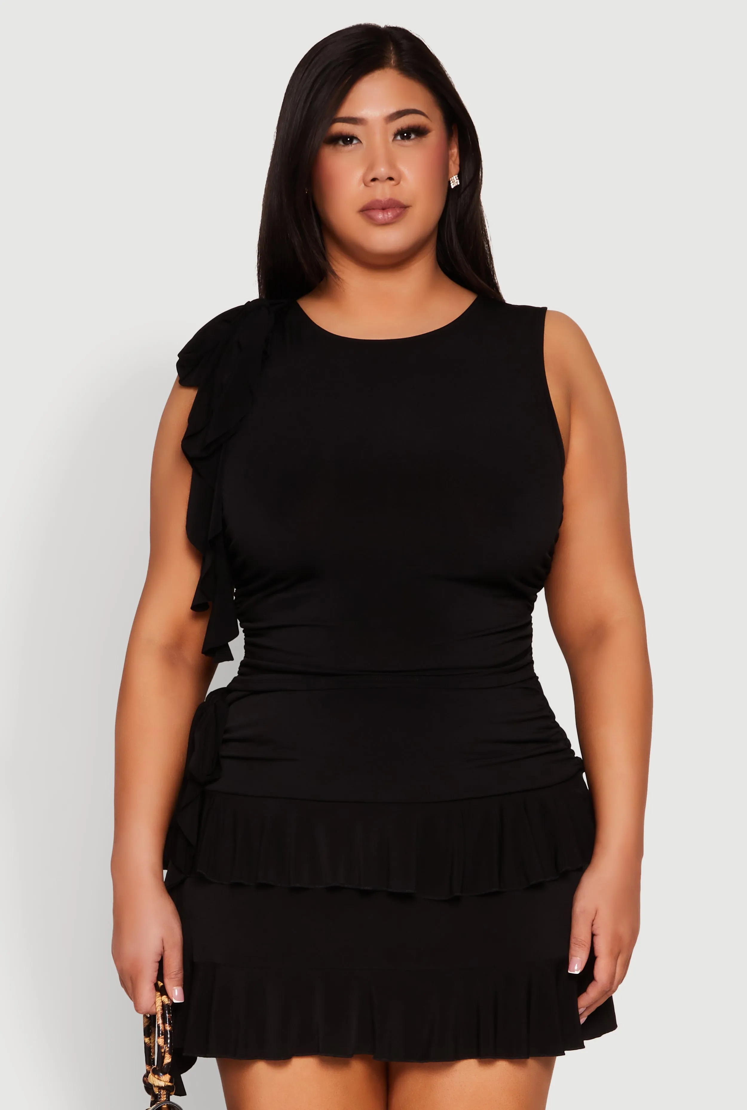 Plus Size Ruffle Trim Ruched Blouse sold by Rainbow