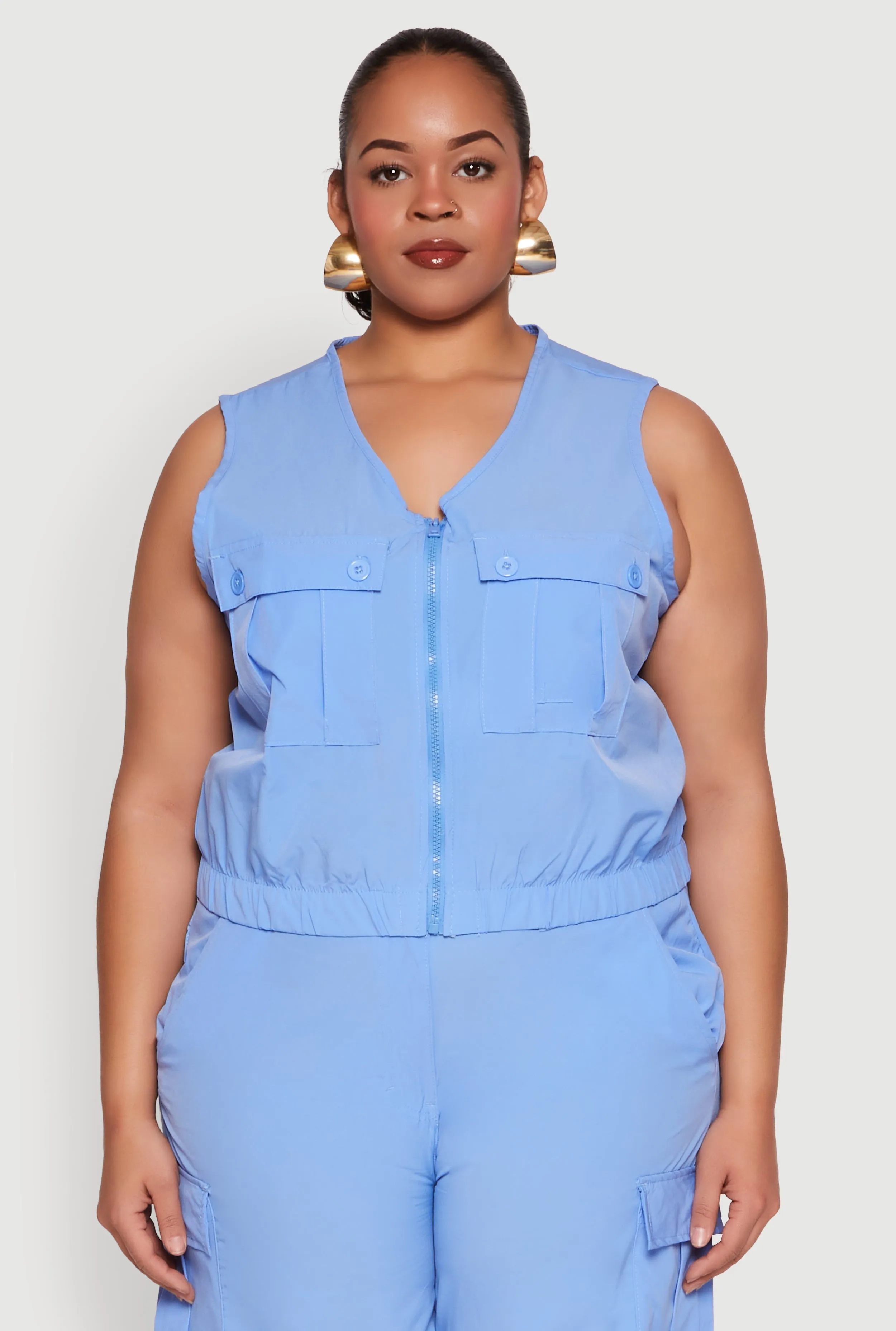 Plus Size Nylon Utility Zip Front Vest sold by Rainbow