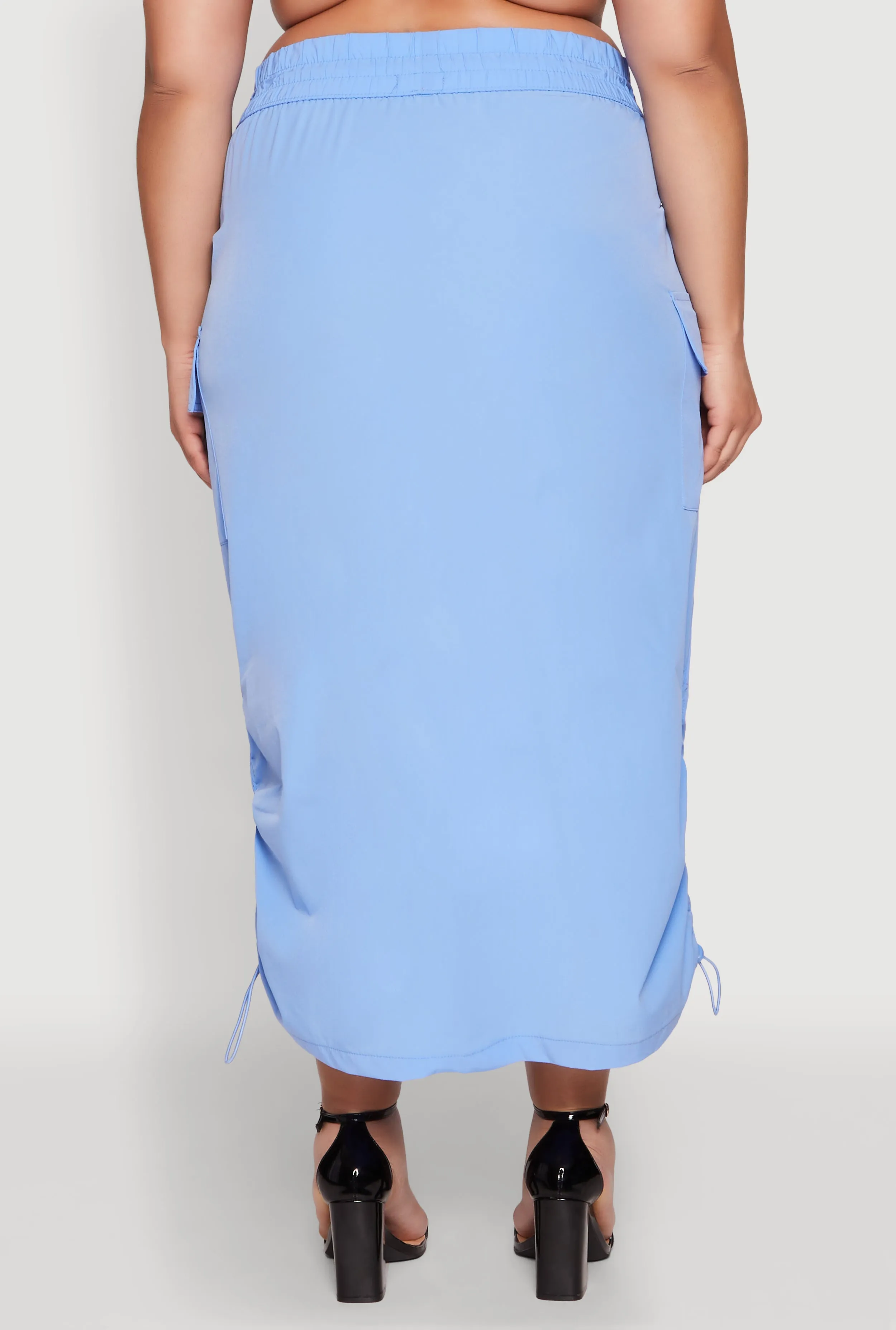 Plus Size Nylon Drawstring Cargo Maxi Skirt sold by Rainbow product image thumbnail 5