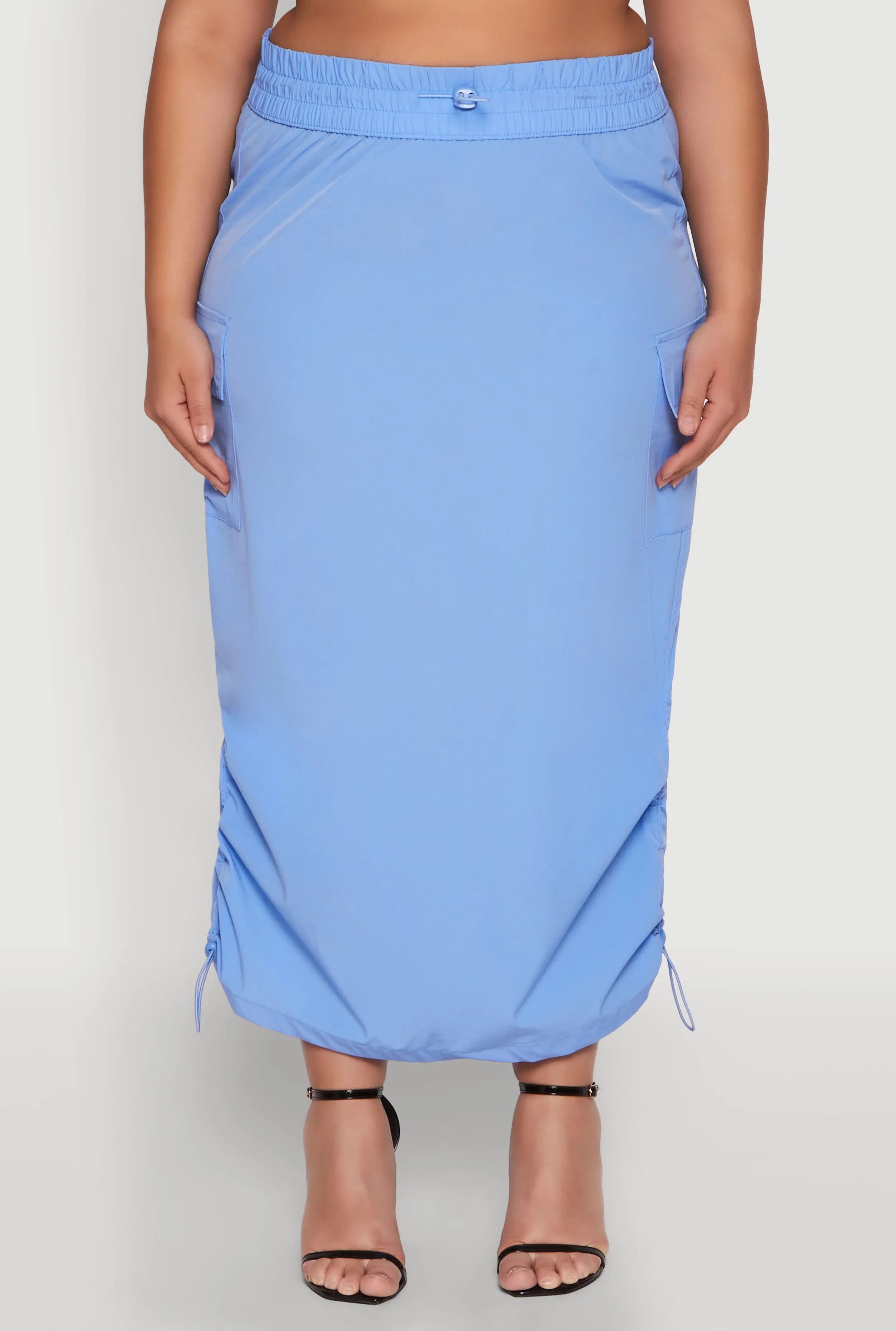 Plus Size Nylon Drawstring Cargo Maxi Skirt sold by Rainbow product image thumbnail 3