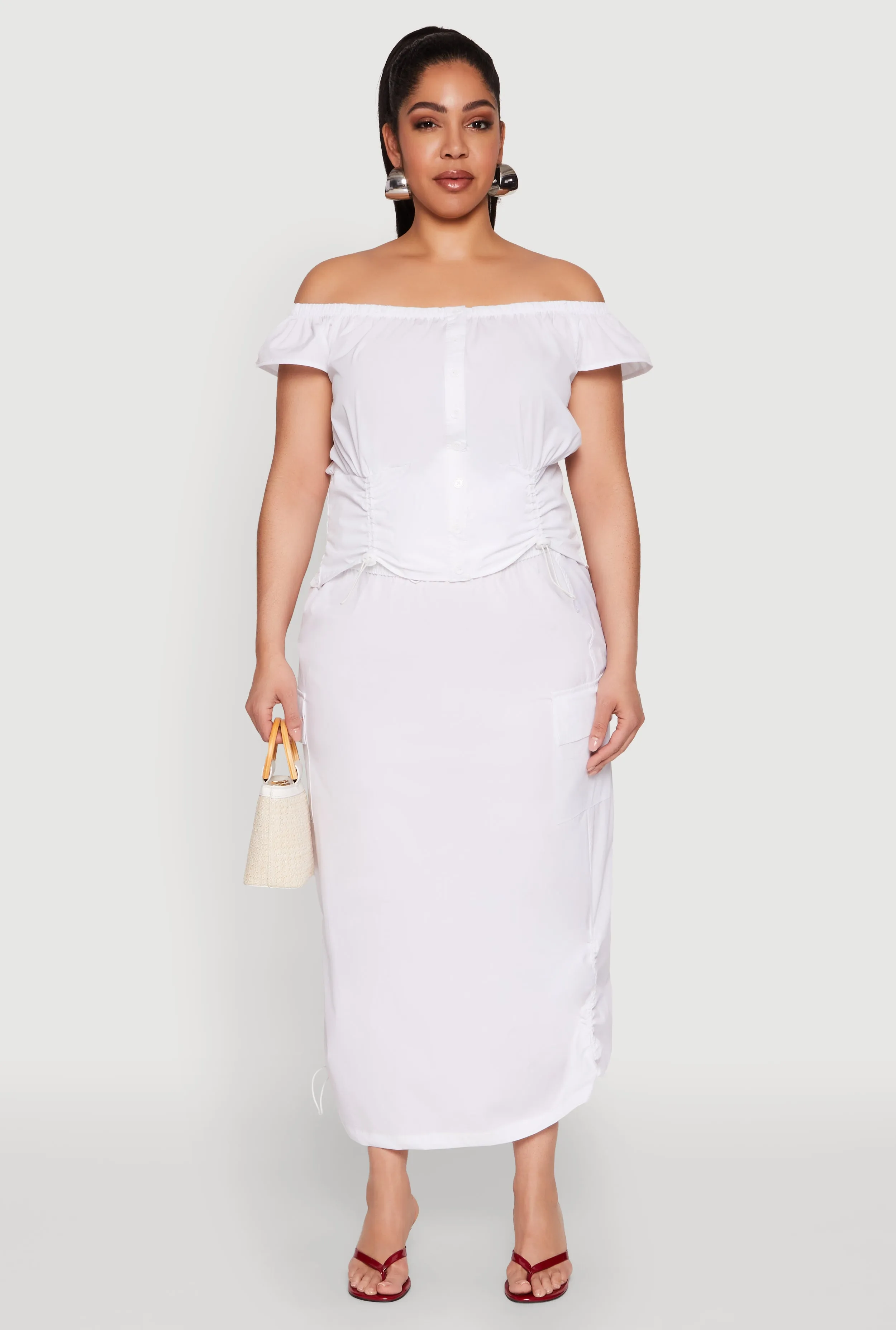 Plus Size Nylon Toggle Drawstring Maxi Skirt sold by Rainbow product image thumbnail 2