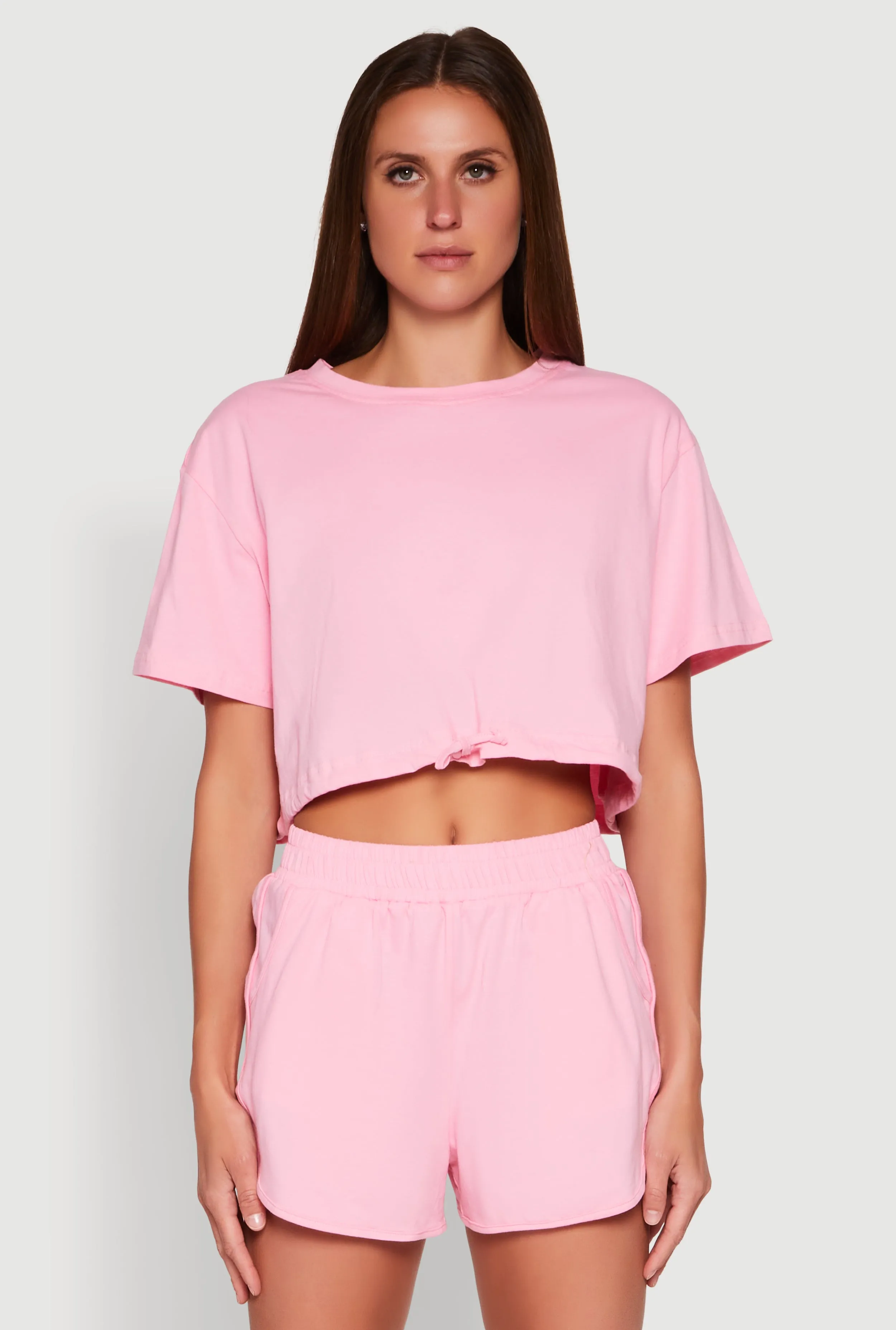 Daisy Short Sleeve Drawstring Hem Crop Top sold by Rainbow