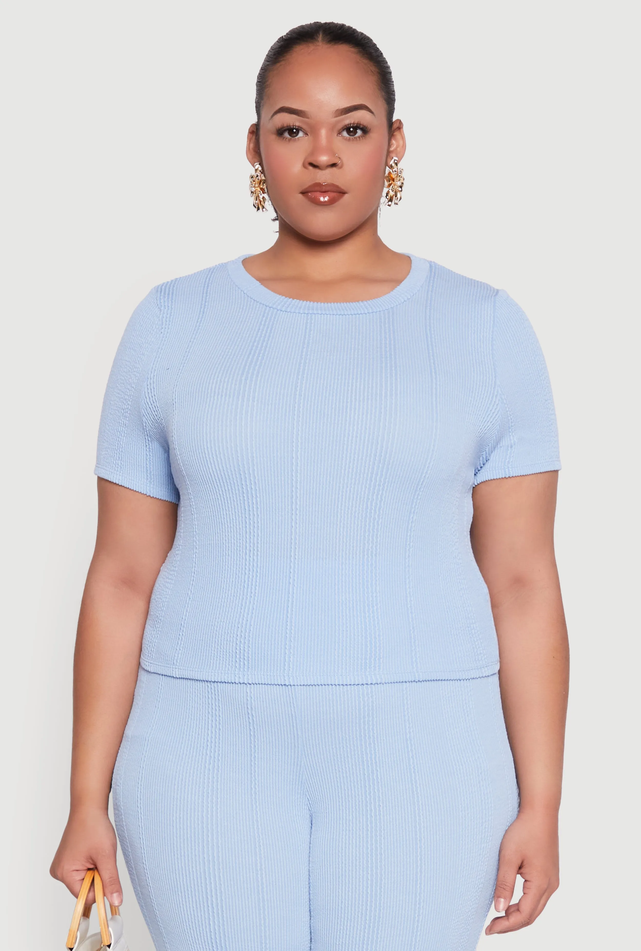 Plus Size Shadow Stripe Crop Top sold by Rainbow