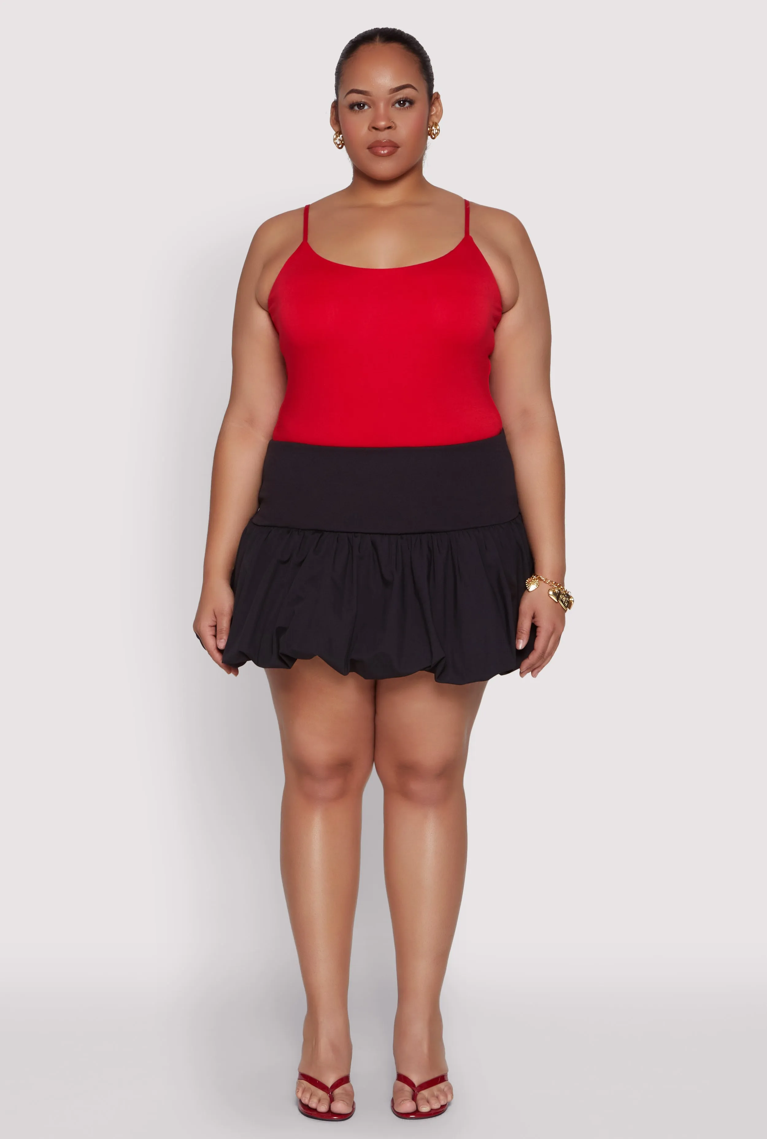Plus Size Bubble Hem Mini Skirt sold by Rainbow