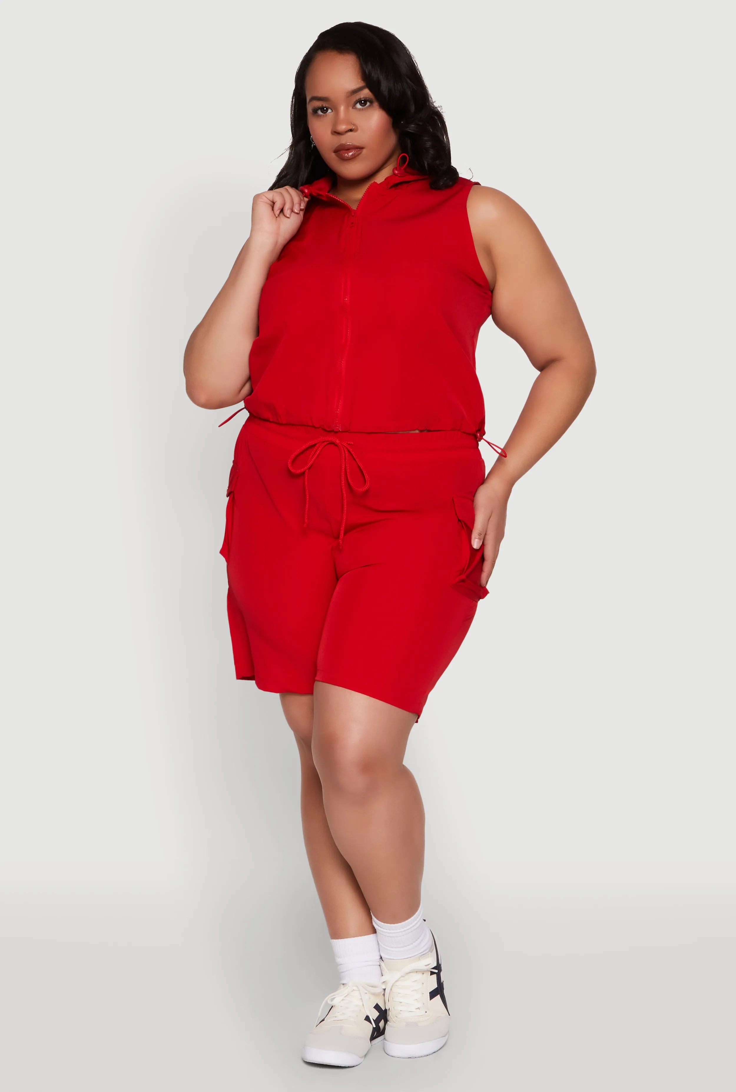 Plus Size Drawstring High Waisted Cargo Shorts sold by Rainbow