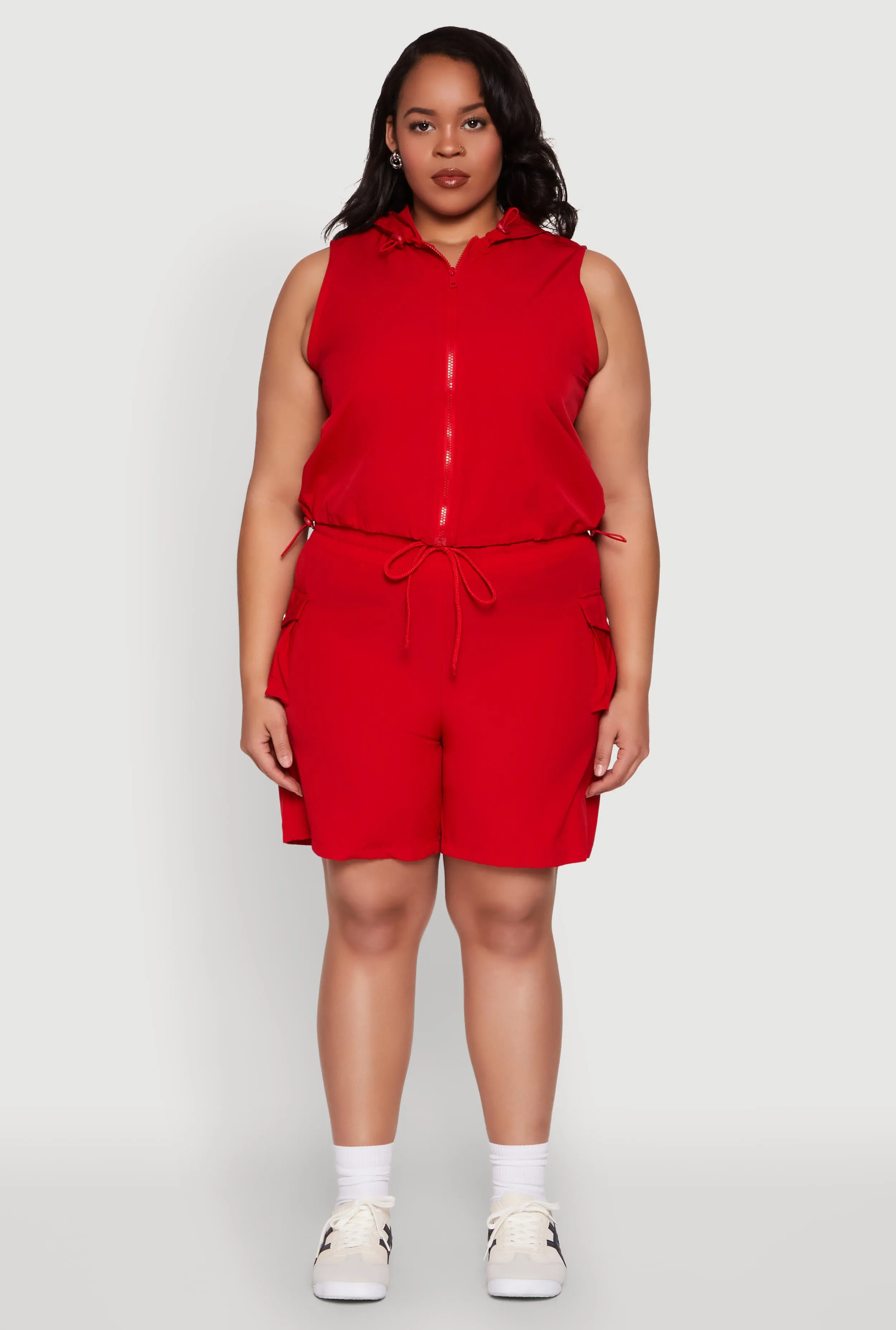 Plus Size Drawstring High Waisted Cargo Shorts sold by Rainbow product image thumbnail 2