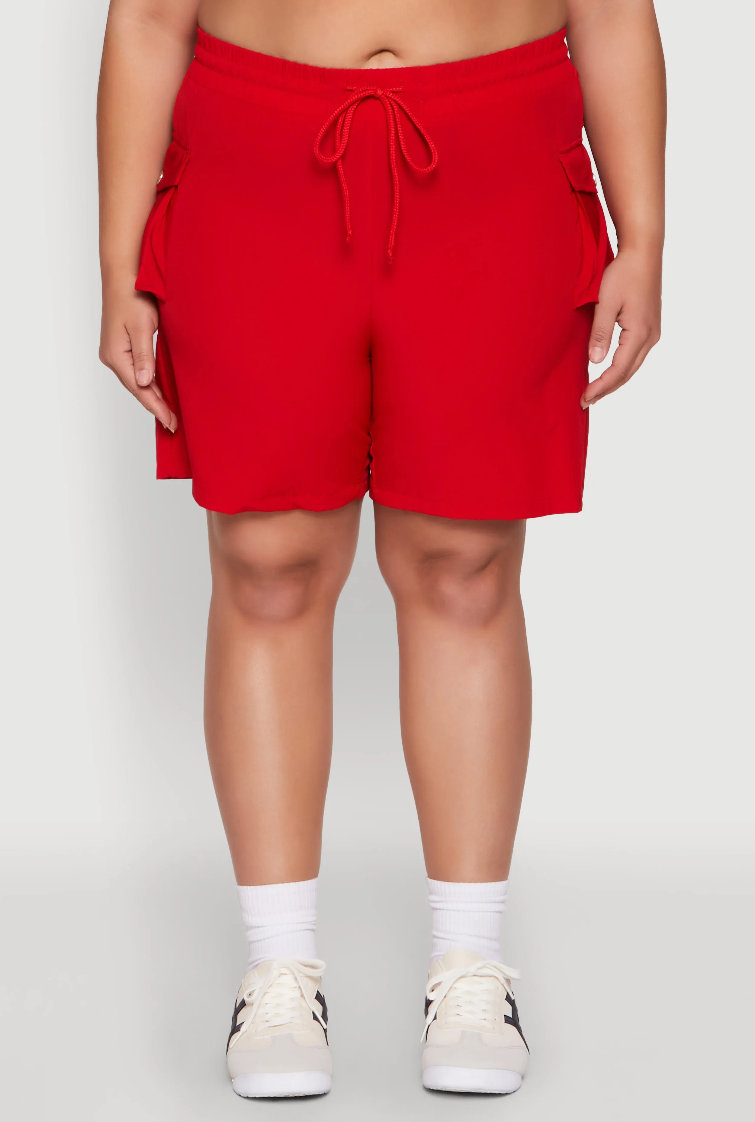 Plus Size Drawstring High Waisted Cargo Shorts sold by Rainbow product image thumbnail 3
