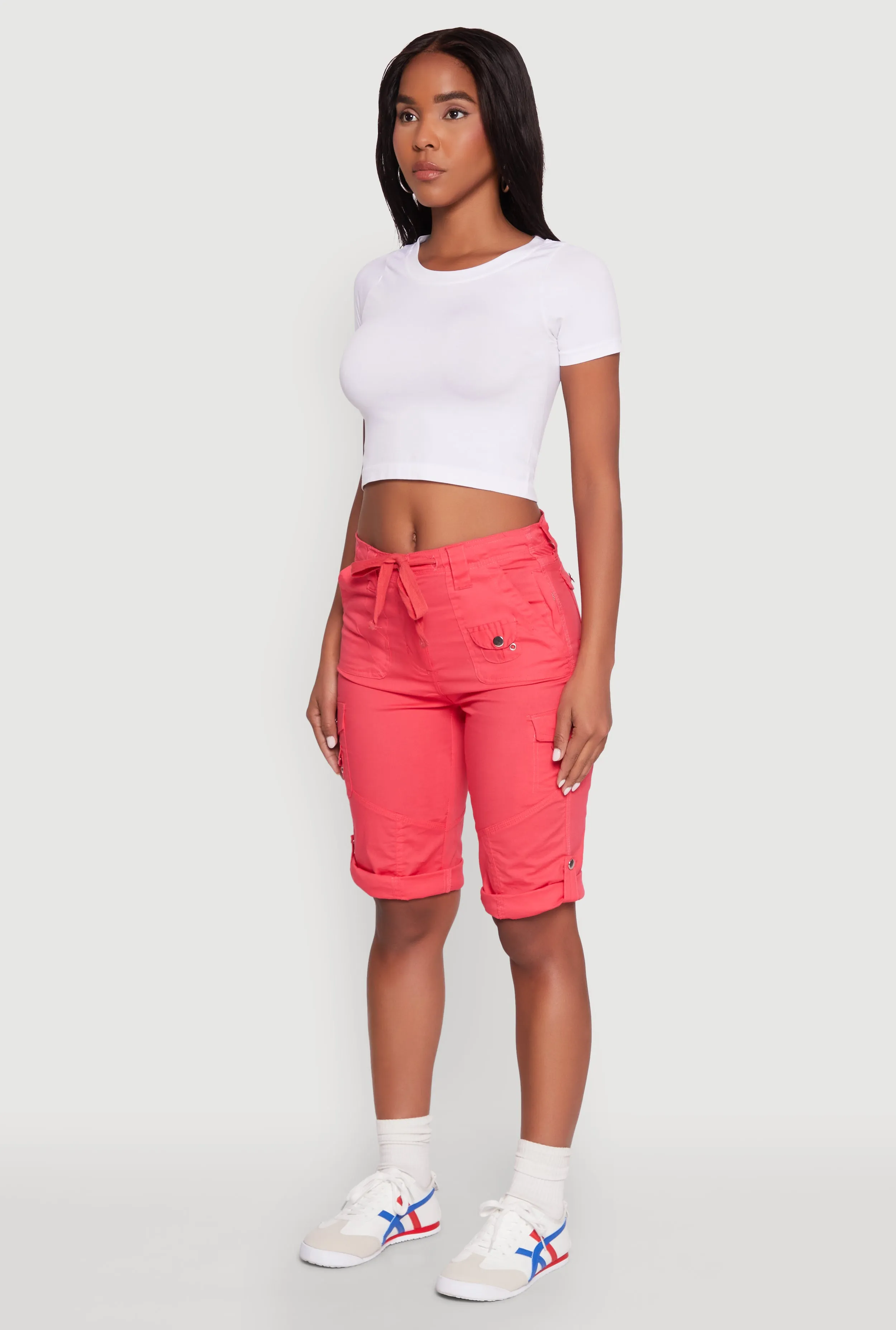 Faux Drawstring Waist Cargo Bermuda Shorts sold by Rainbow product image thumbnail 3