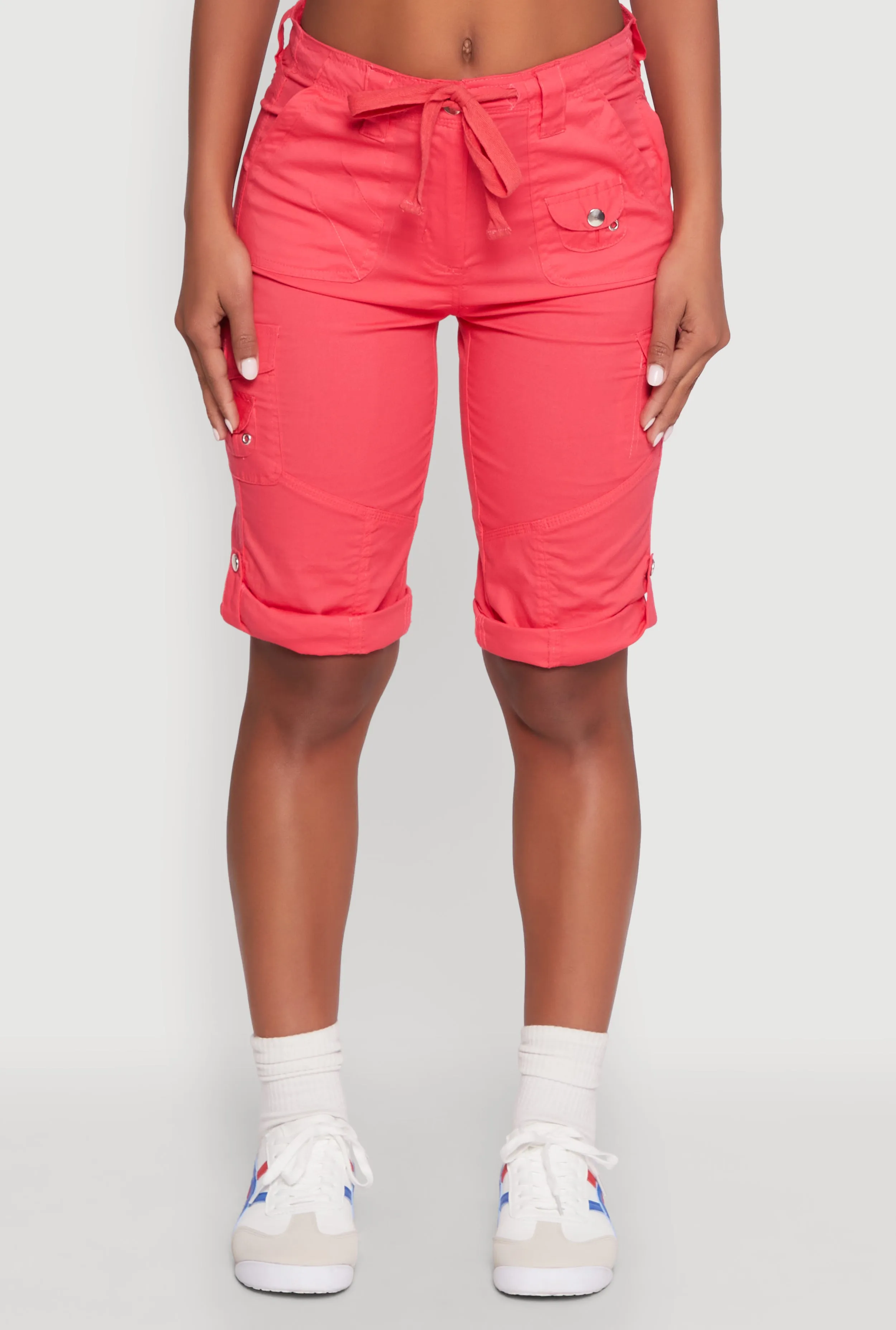 Faux Drawstring Waist Cargo Bermuda Shorts sold by Rainbow product image thumbnail 5