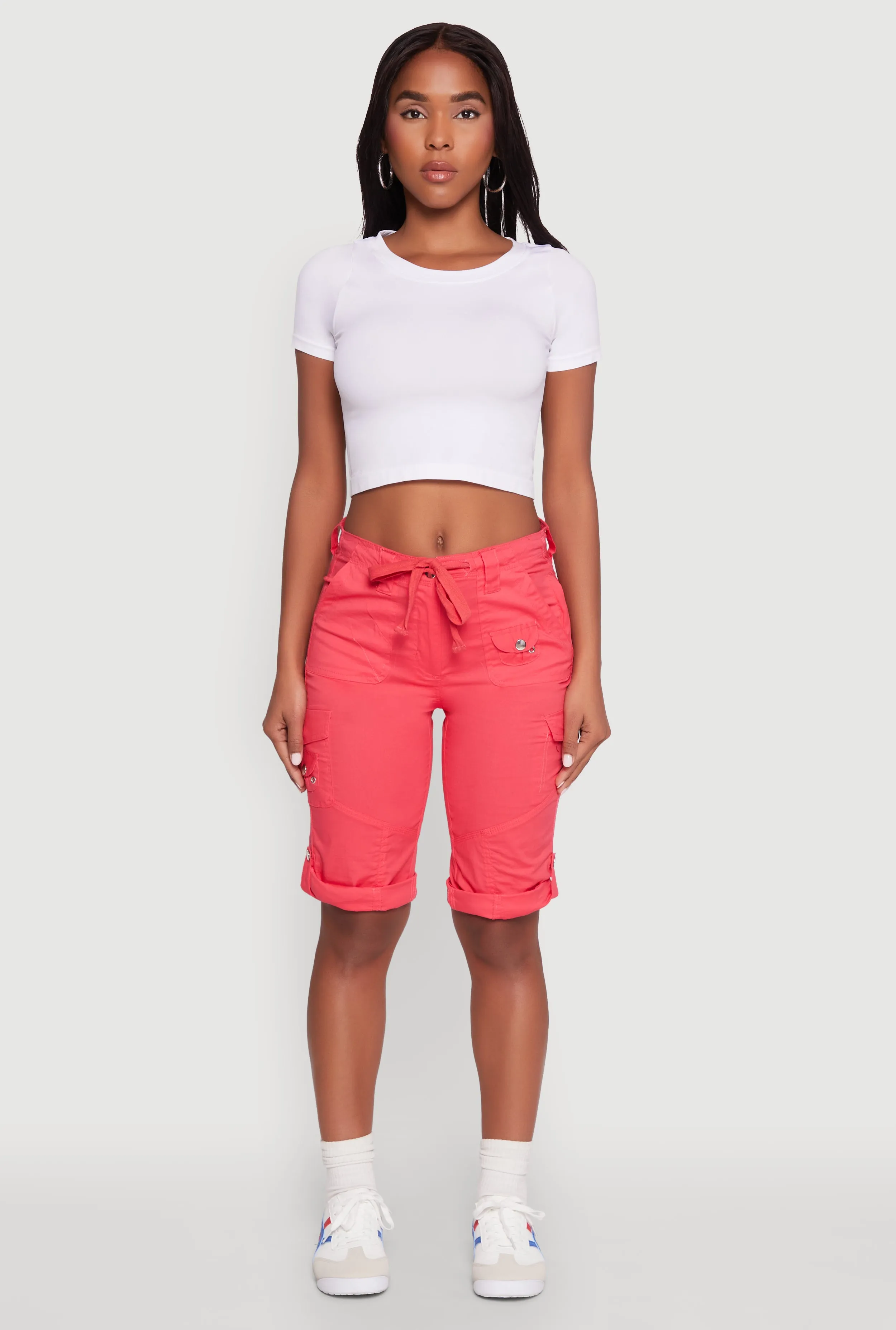 Faux Drawstring Waist Cargo Bermuda Shorts sold by Rainbow product image thumbnail 2