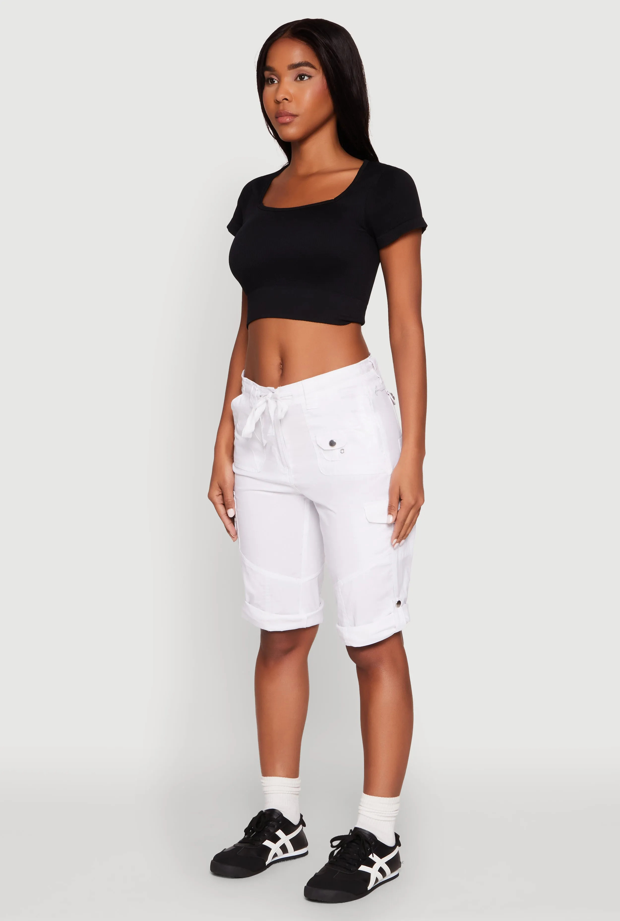 Faux Drawstring Waist Cargo Bermuda Shorts sold by Rainbow product image thumbnail 3