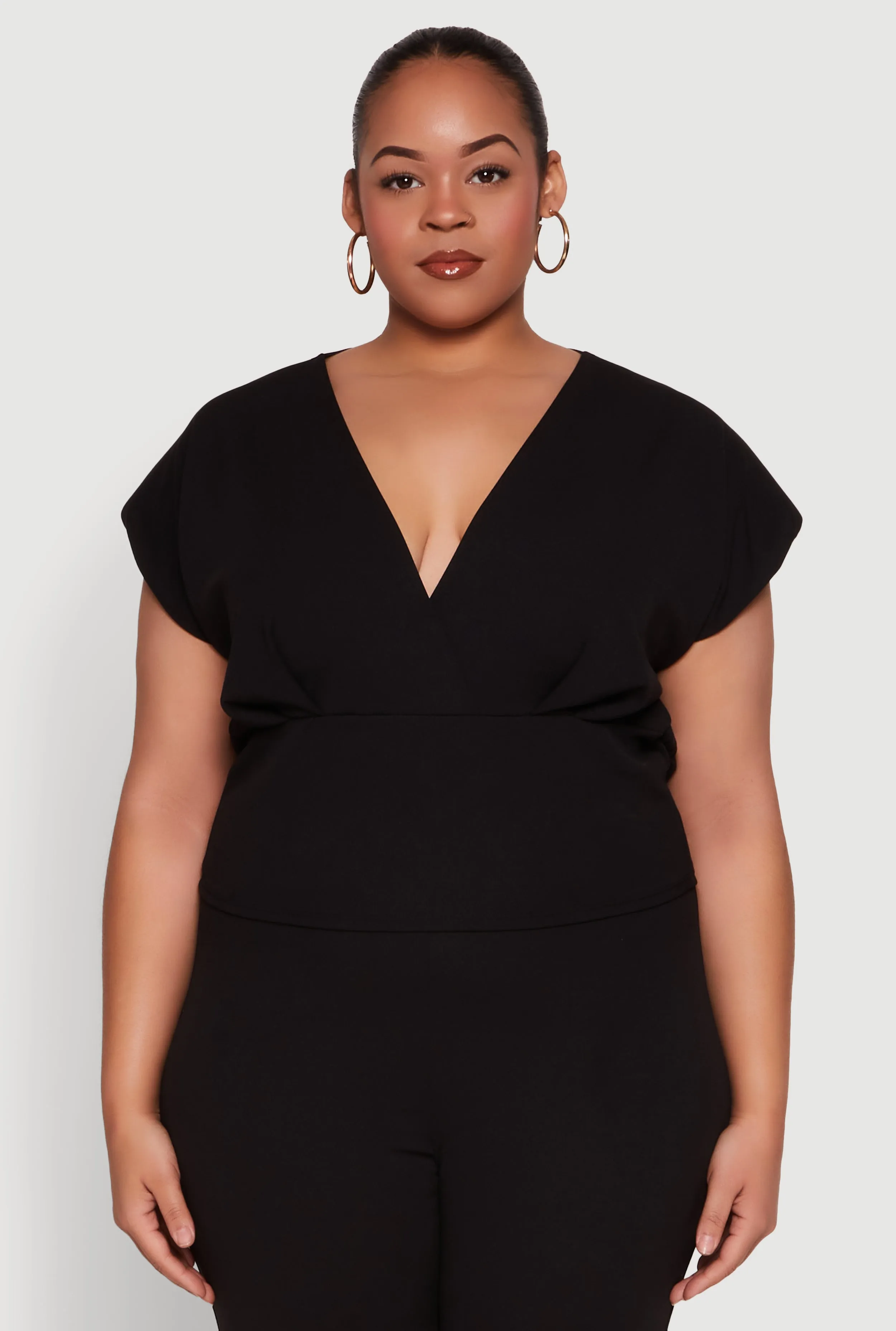 Plus Size Faux Wrap Top sold by Rainbow