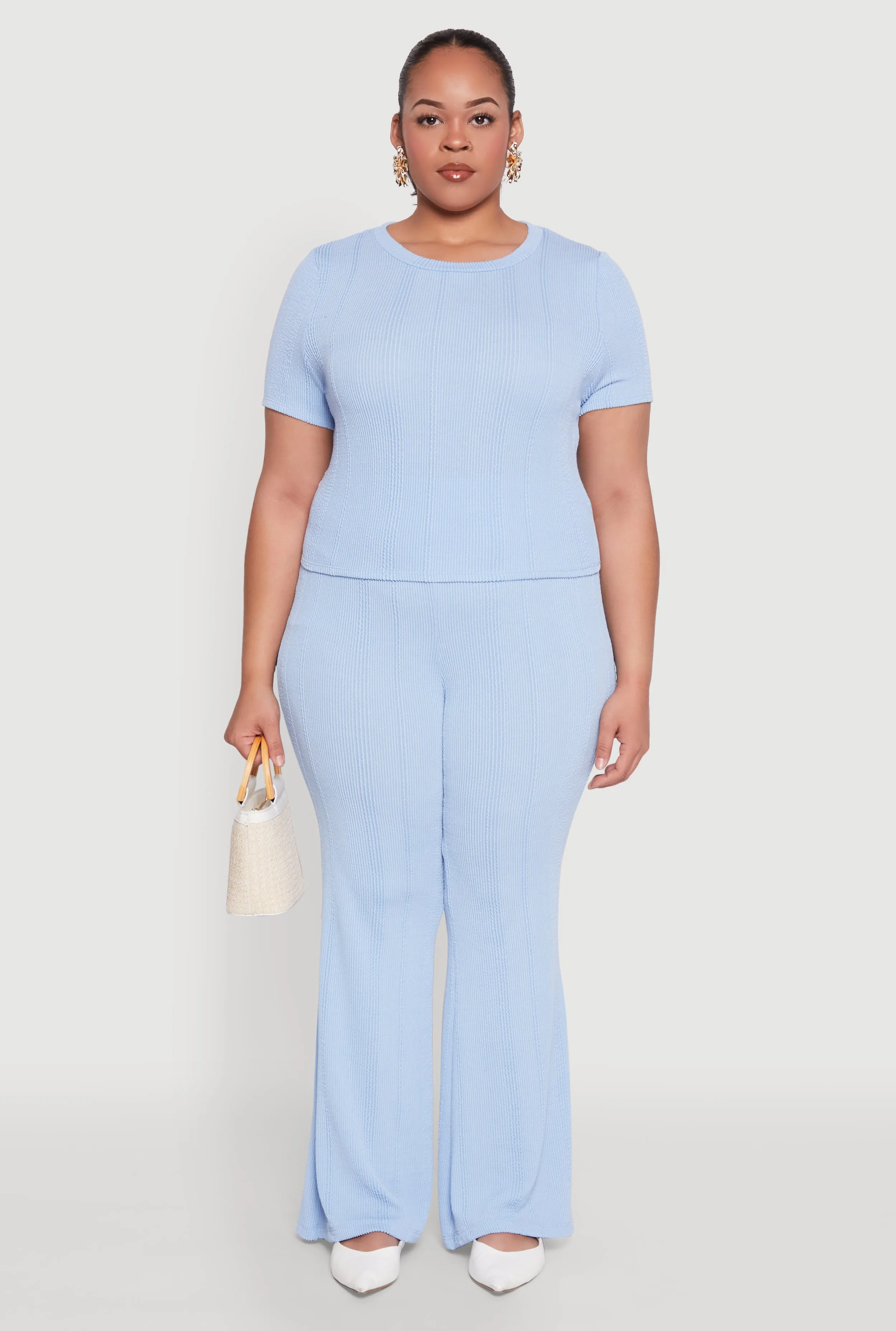 Plus Size Shadow Stripe Flared Pants sold by Rainbow