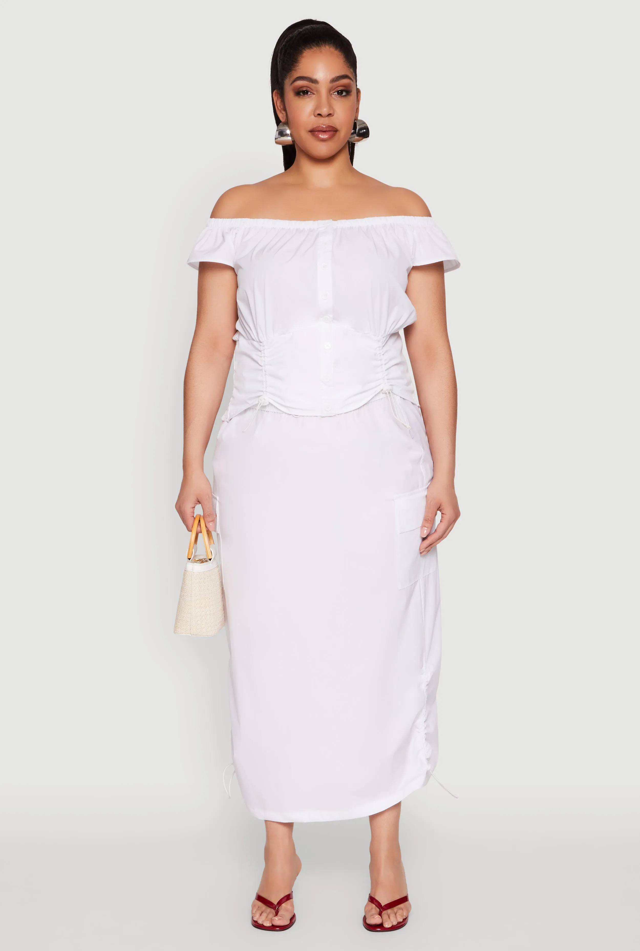 Plus Size Nylon Toggle Drawstring Off the Shoulder Top sold by Rainbow product image thumbnail 3