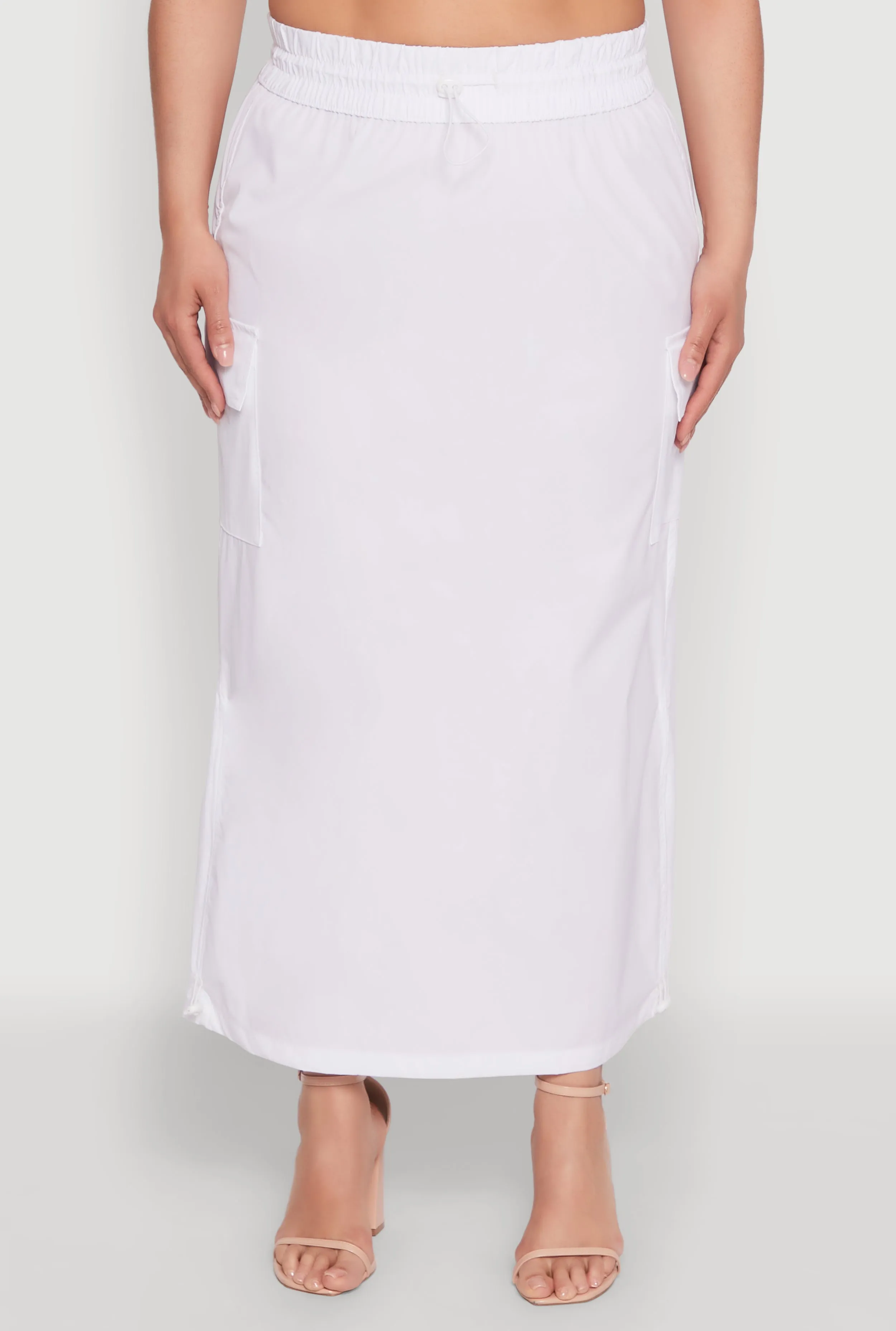 Plus Size Nylon Drawstring Cargo Maxi Skirt sold by Rainbow product image thumbnail 5