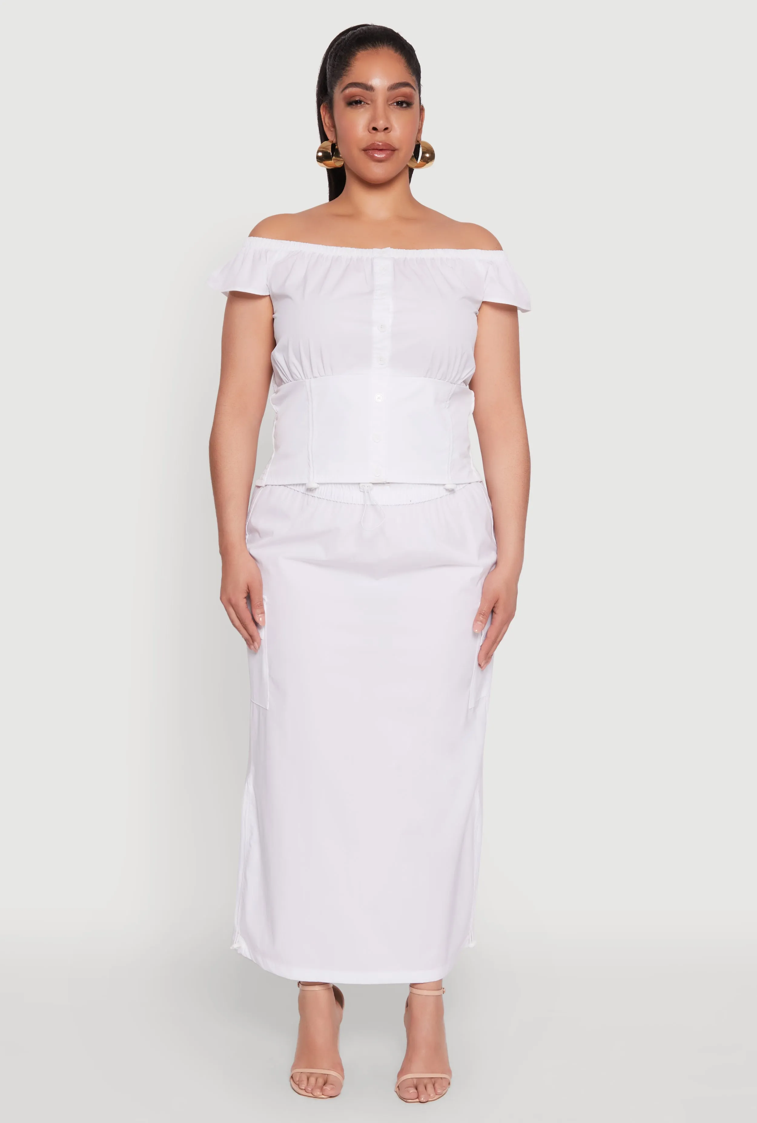 Plus Size Nylon Drawstring Cargo Maxi Skirt sold by Rainbow product image thumbnail 2