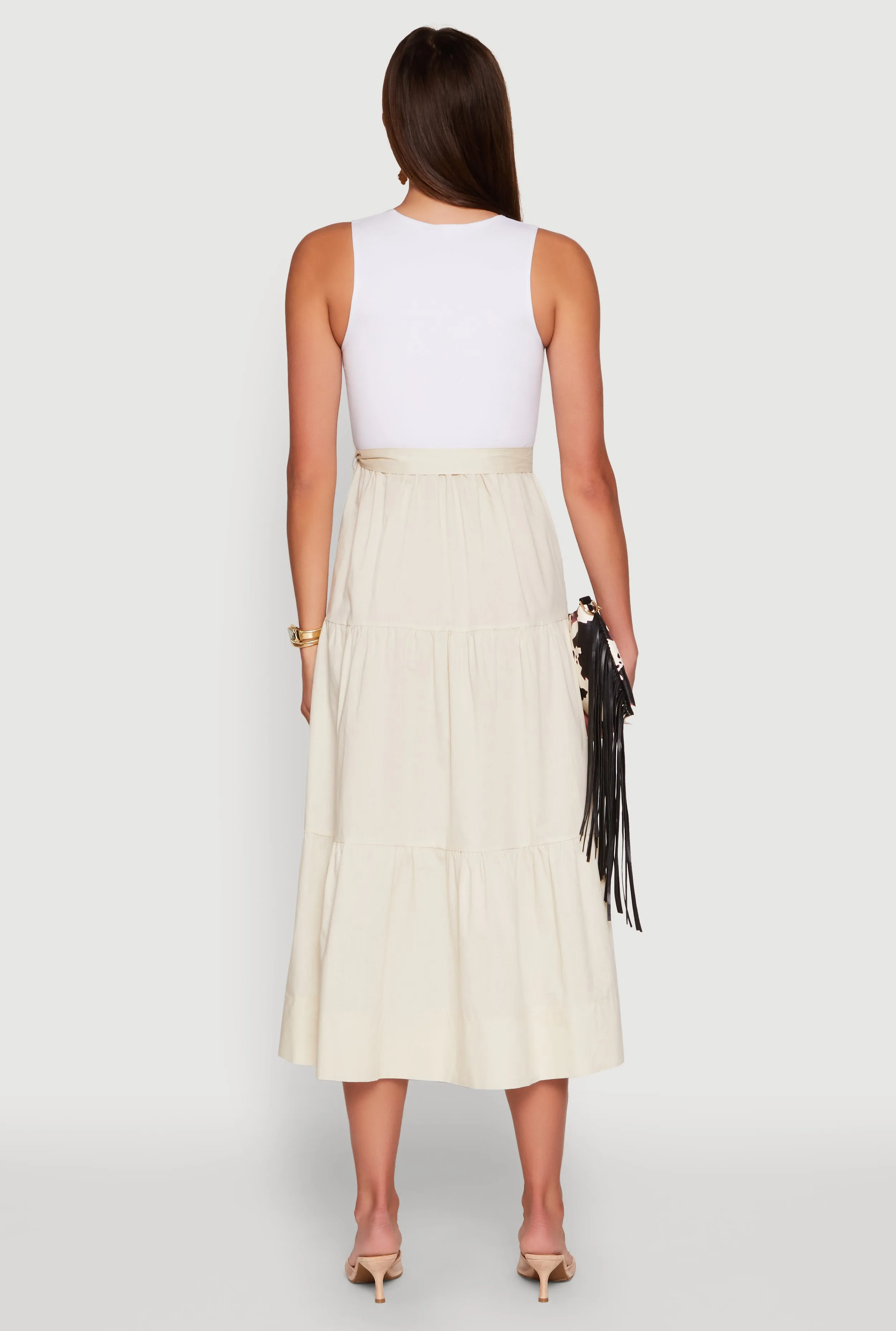 Tie Waist Belted Tiered Maxi Dress sold by Rainbow product image thumbnail 5