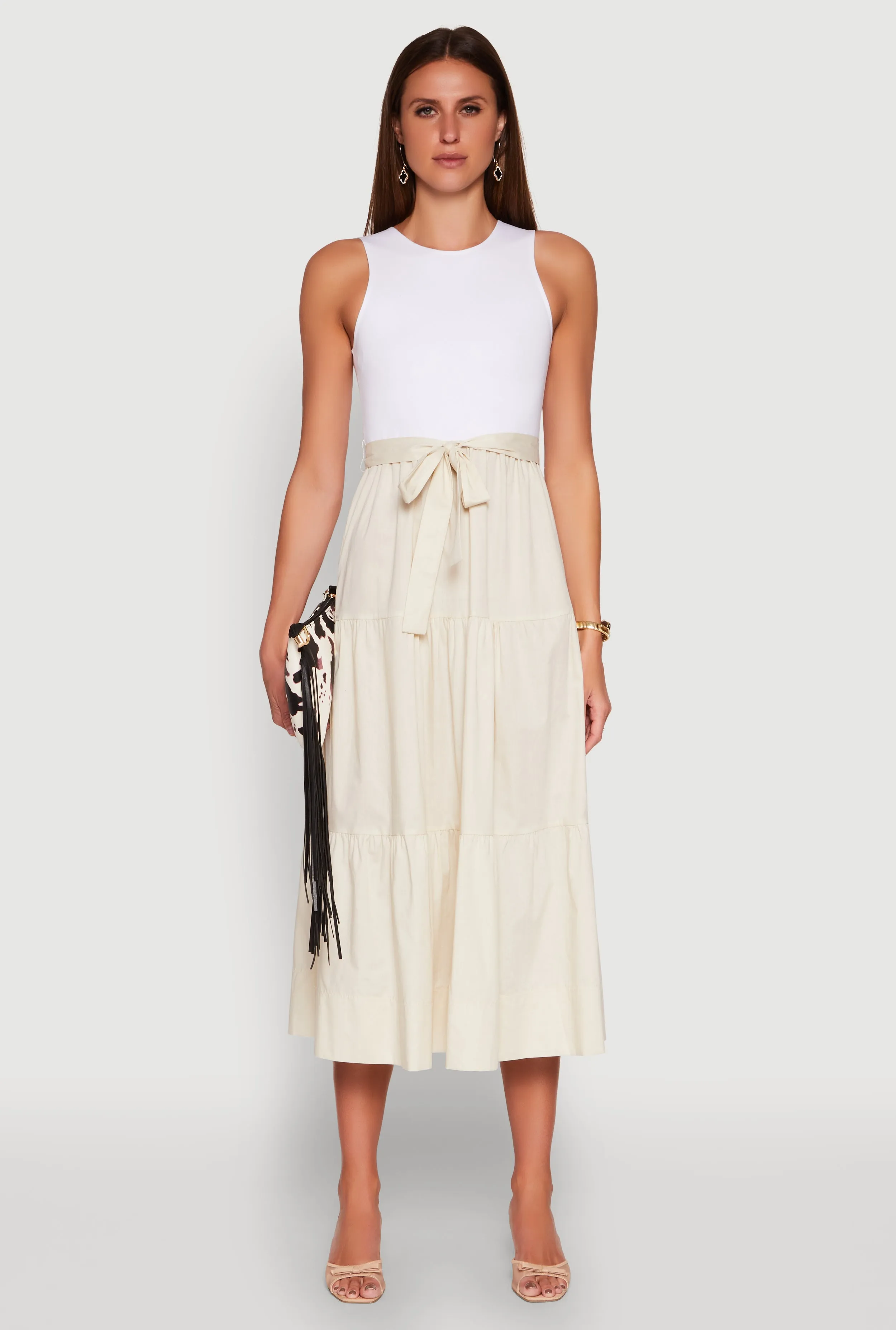 Tie Waist Belted Tiered Maxi Dress sold by Rainbow product image thumbnail 2