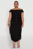 Plus Size Nylon Toggle Drawstring Off the Shoulder Top sold by Rainbow