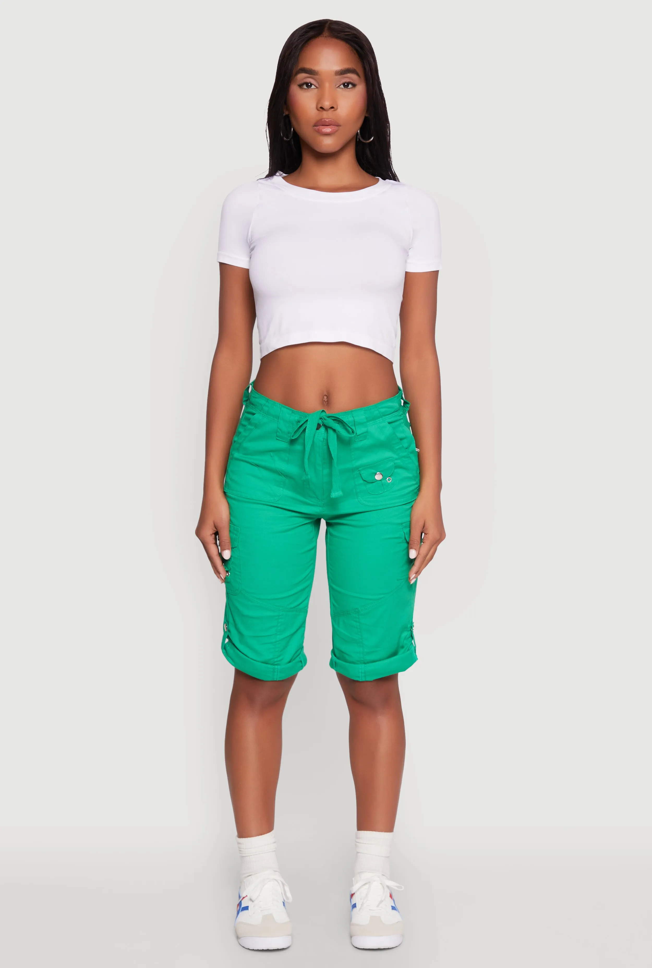 Faux Drawstring Waist Cargo Bermuda Shorts sold by Rainbow product image thumbnail 2