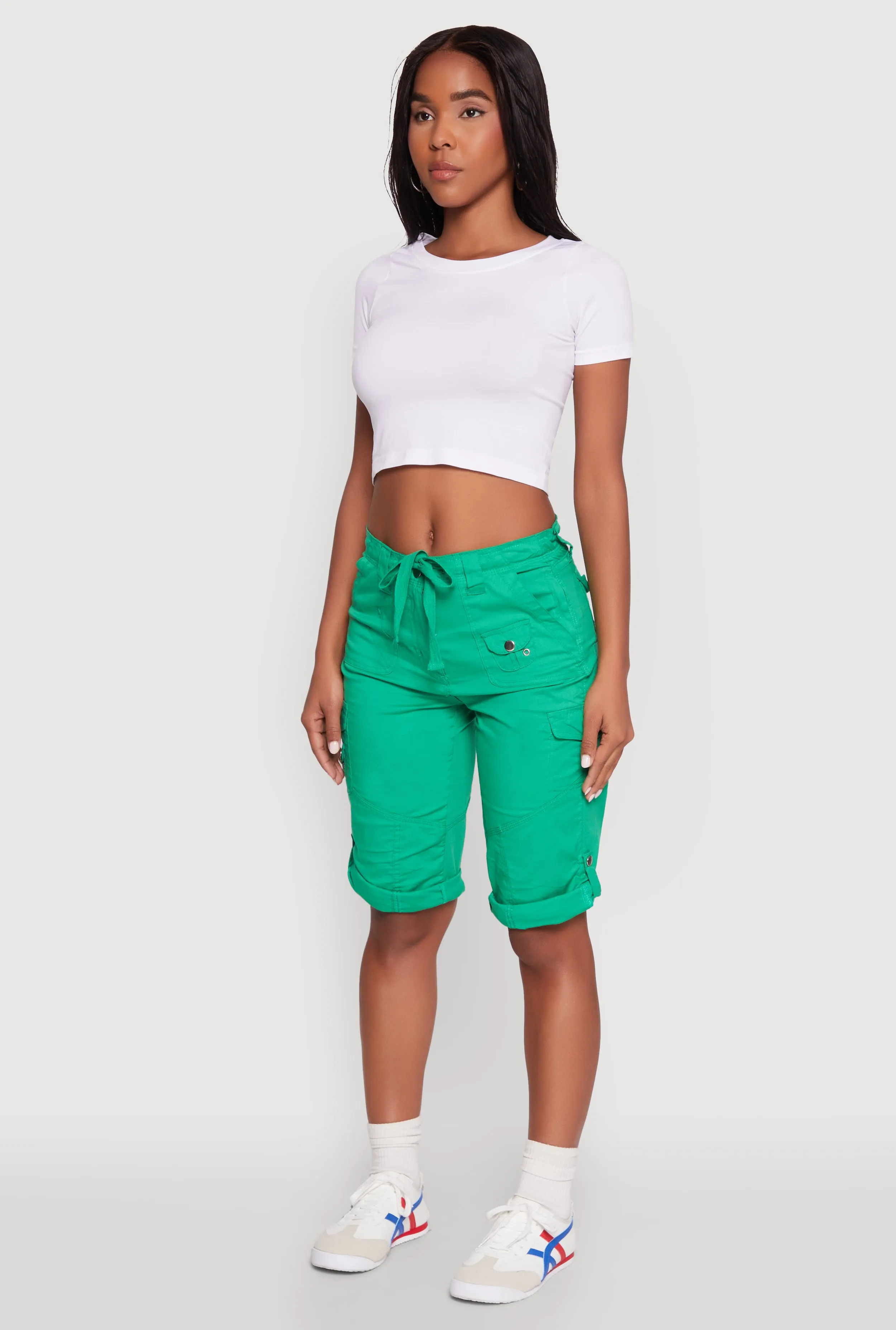 Faux Drawstring Waist Cargo Bermuda Shorts sold by Rainbow product image thumbnail 3