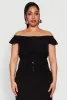 Plus Size Nylon Drawstring Off the Shoulder Top sold by Rainbow