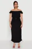 Plus Size Nylon Drawstring Off the Shoulder Top sold by Rainbow