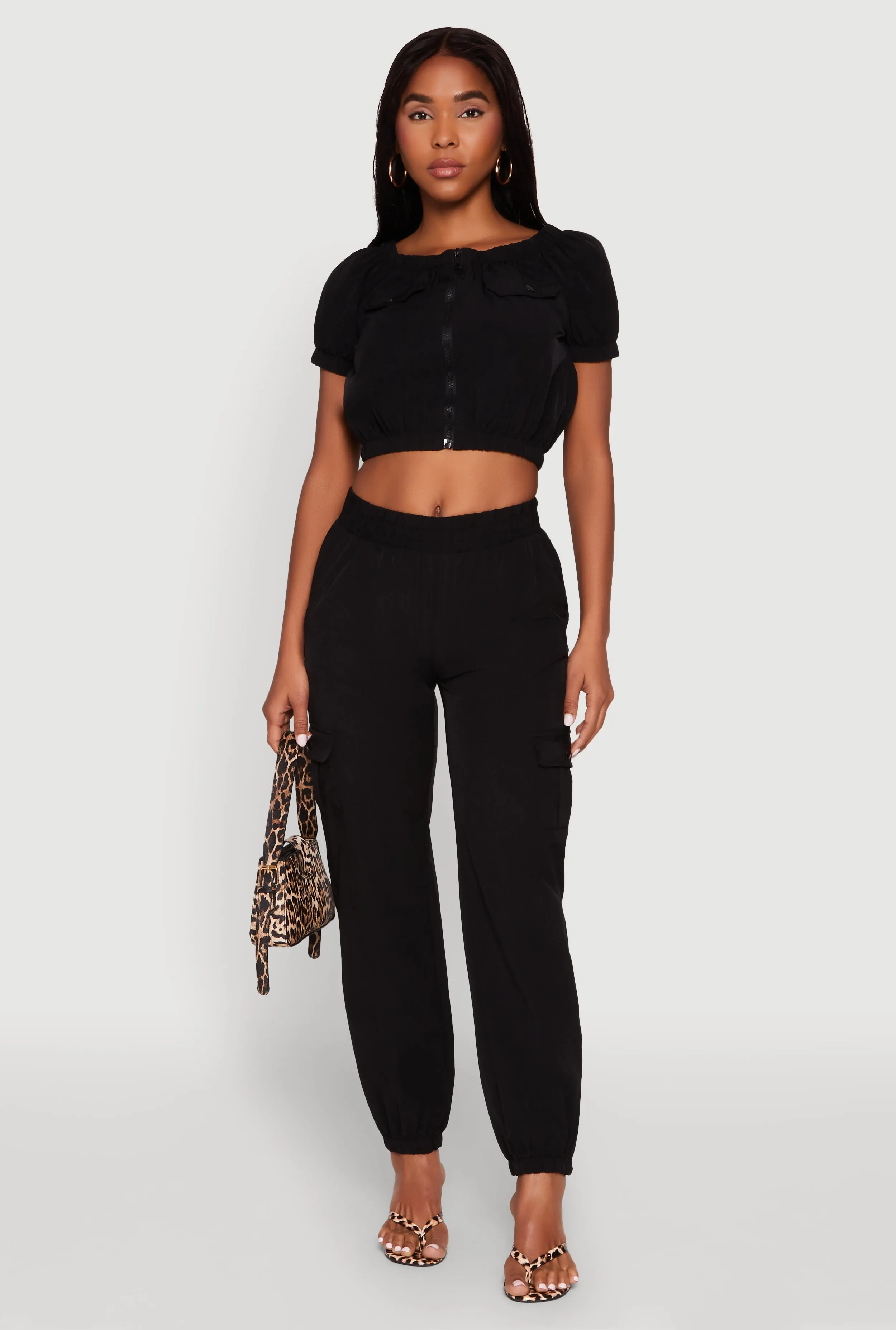 Smock Waist Cargo Joggers sold by Rainbow