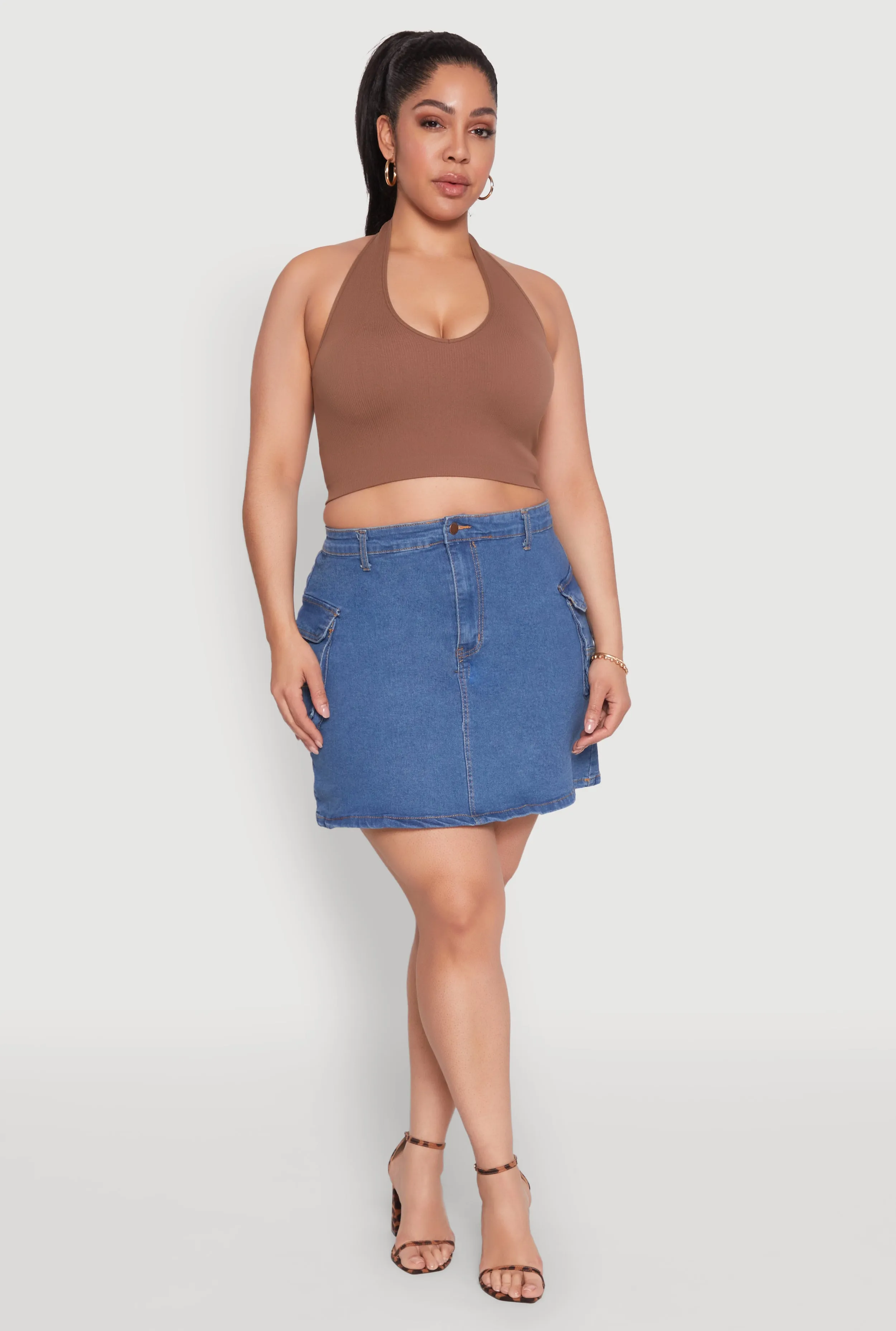 Plus Size Daisy Denim Cargo Skirt sold by Rainbow