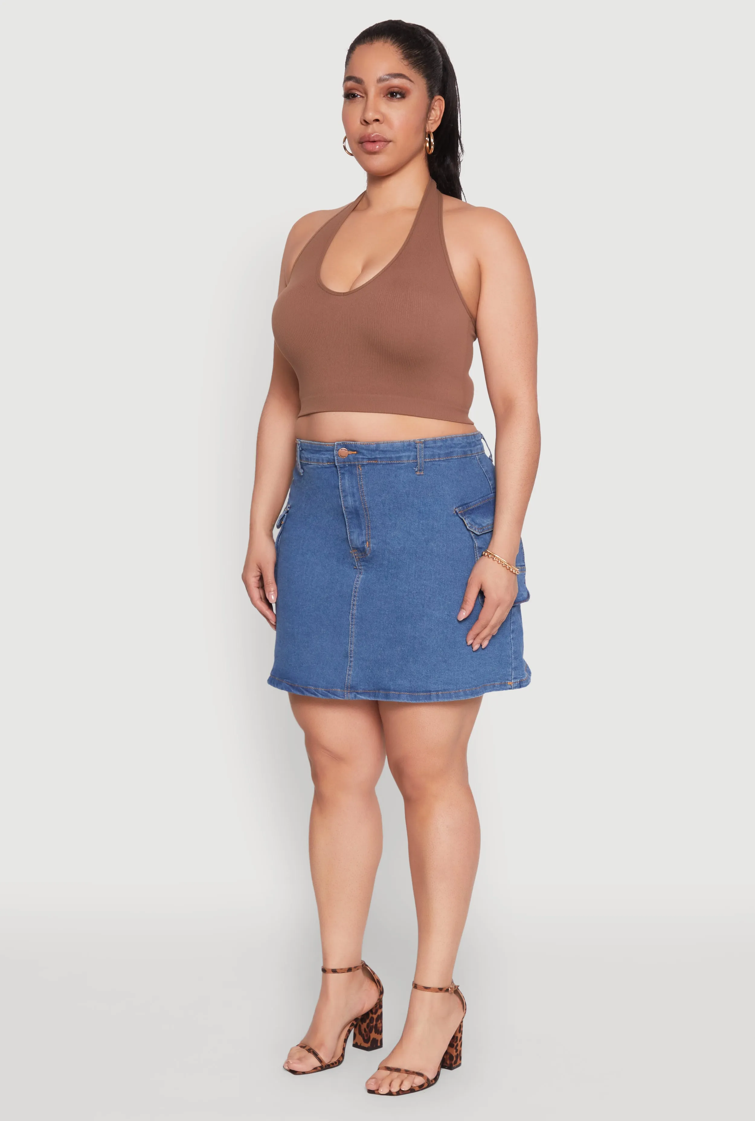 Plus Size Daisy Denim Cargo Skirt sold by Rainbow product image thumbnail 3