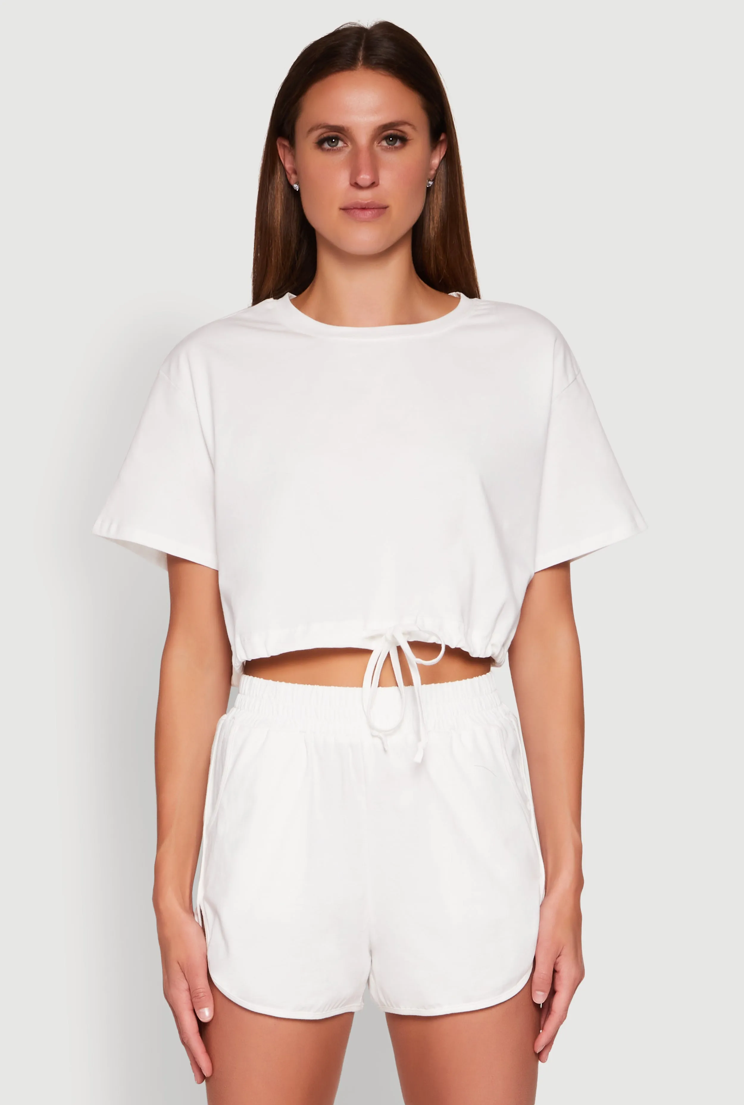 Daisy Short Sleeve Drawstring Hem Crop Top sold by Rainbow
