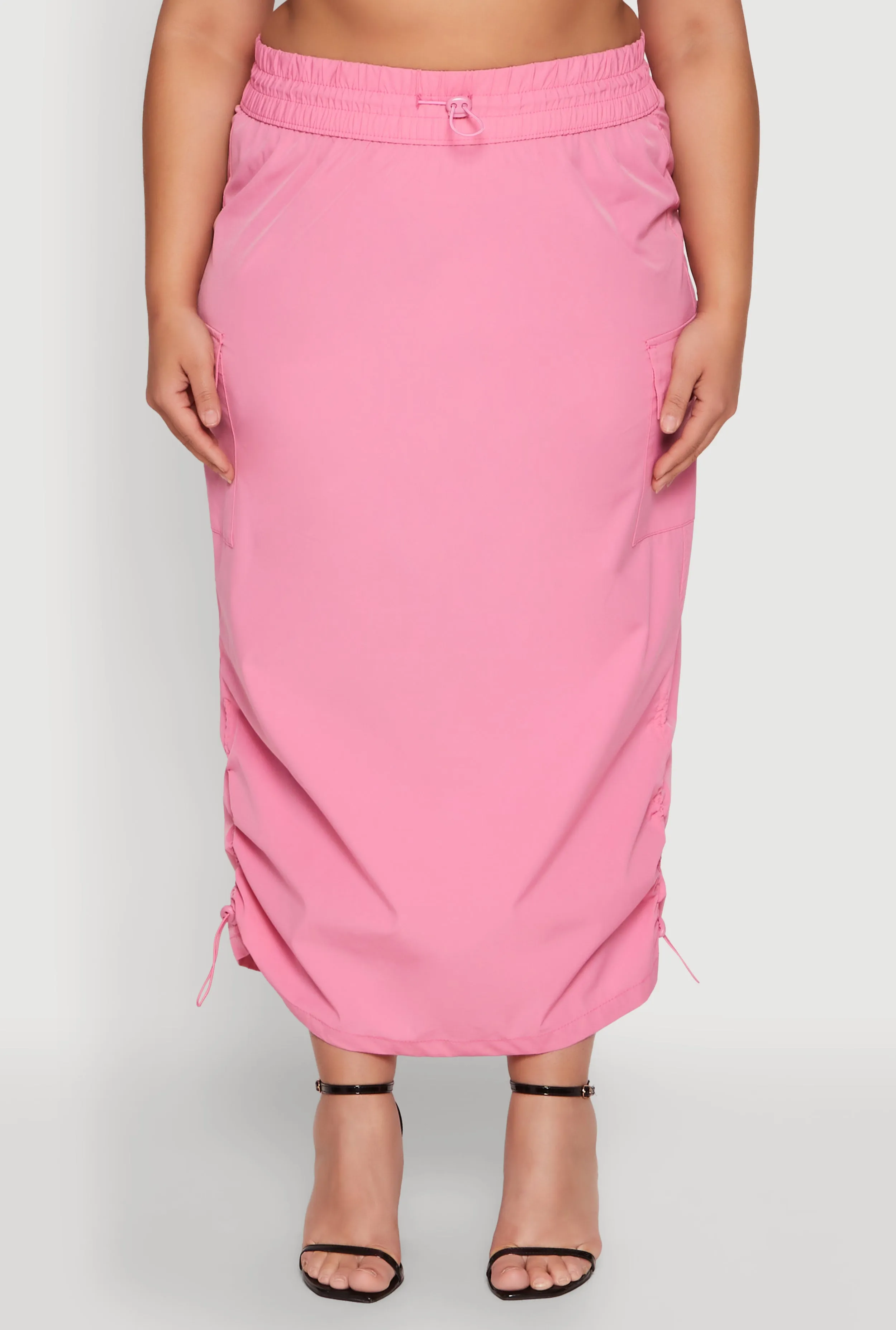 Plus Size Nylon Drawstring Cargo Maxi Skirt sold by Rainbow product image thumbnail 3