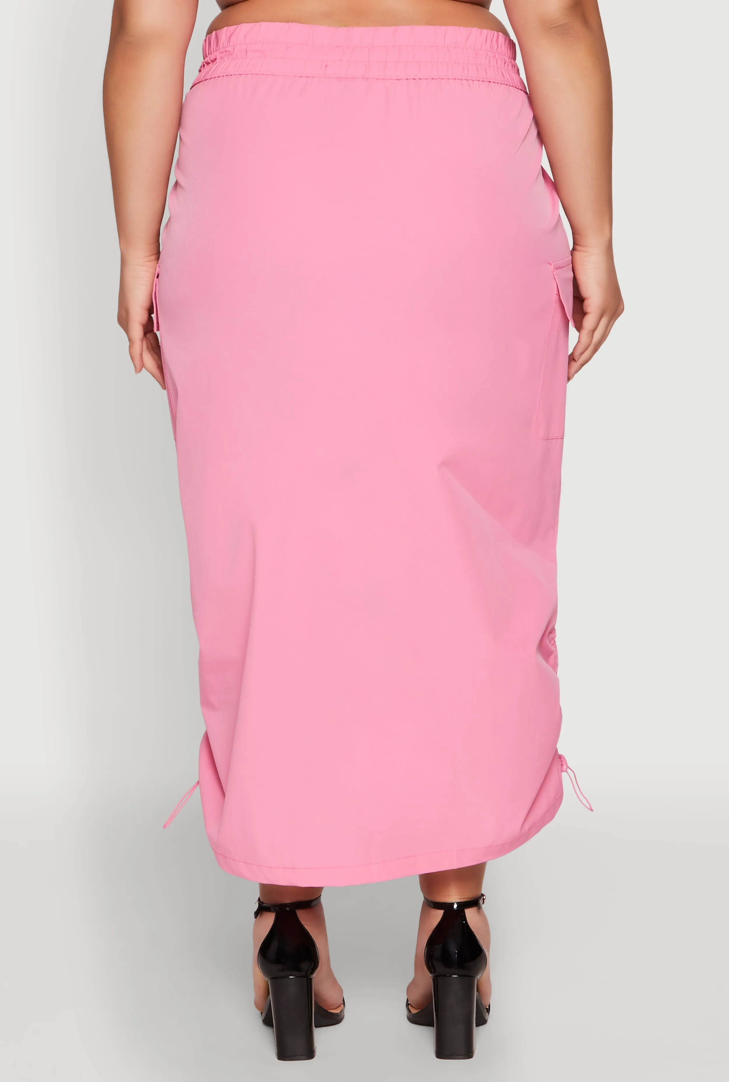 Plus Size Nylon Drawstring Cargo Maxi Skirt sold by Rainbow product image thumbnail 5
