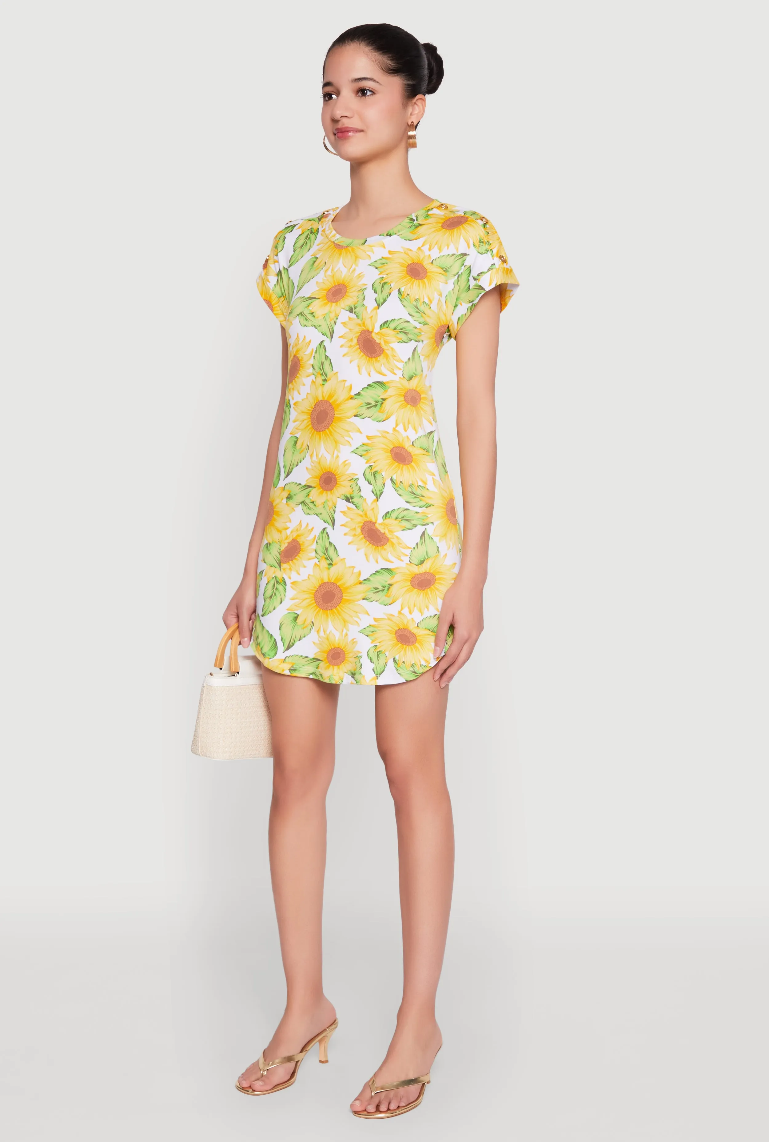 Sunflower Print Shift Dress sold by Rainbow product image thumbnail 3