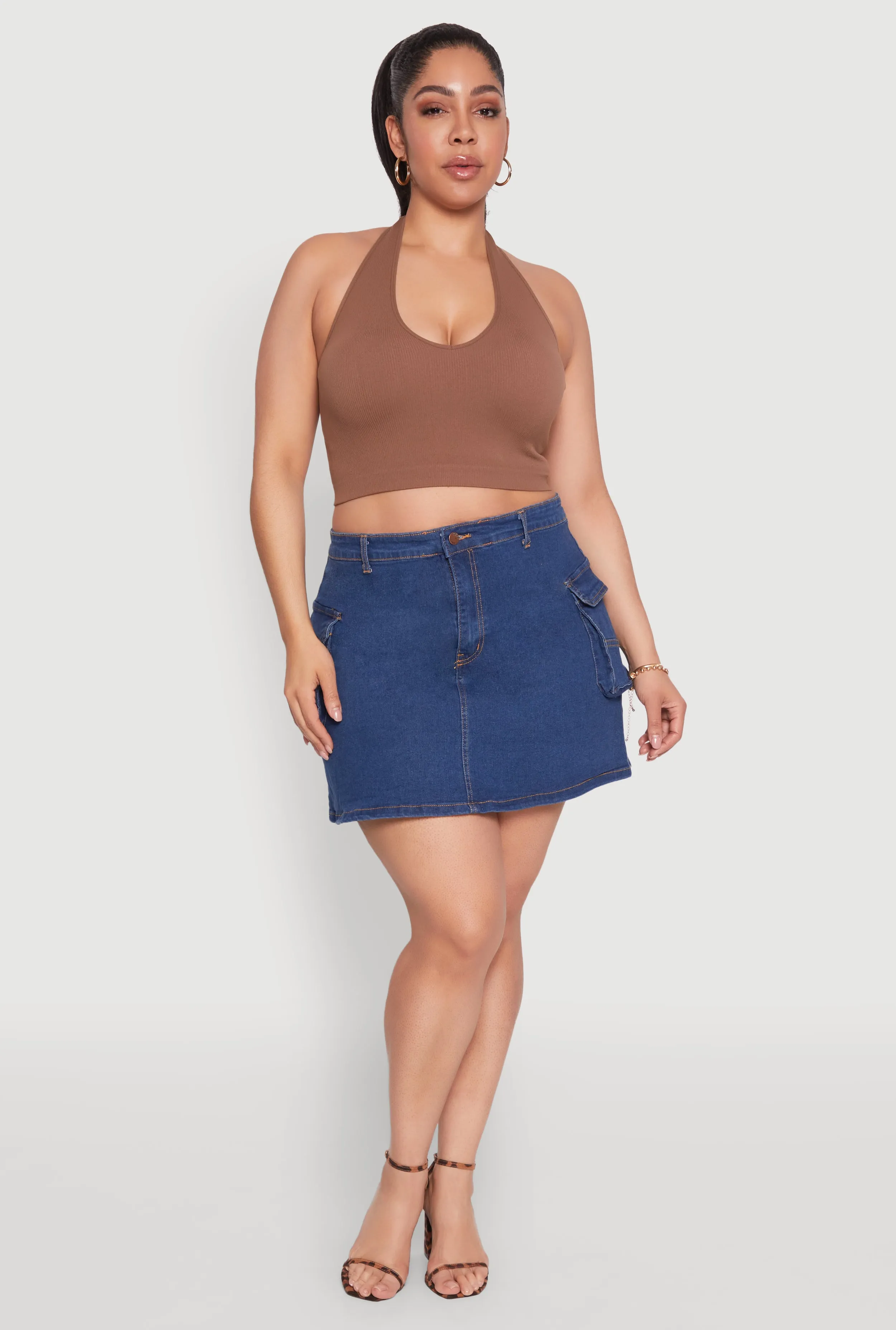 Plus Size Daisy Denim Cargo Skirt sold by Rainbow