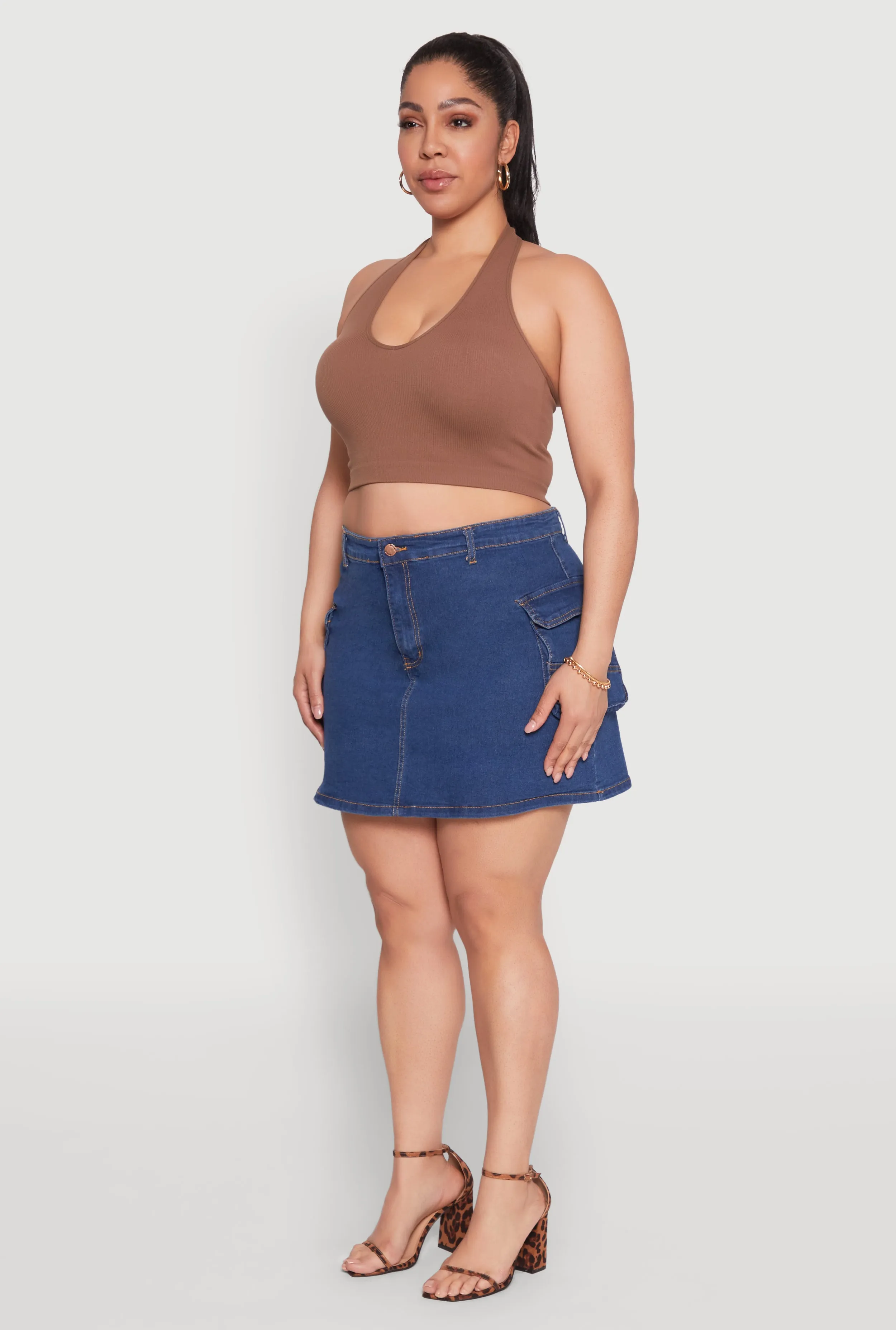 Plus Size Daisy Denim Cargo Skirt sold by Rainbow product image thumbnail 3