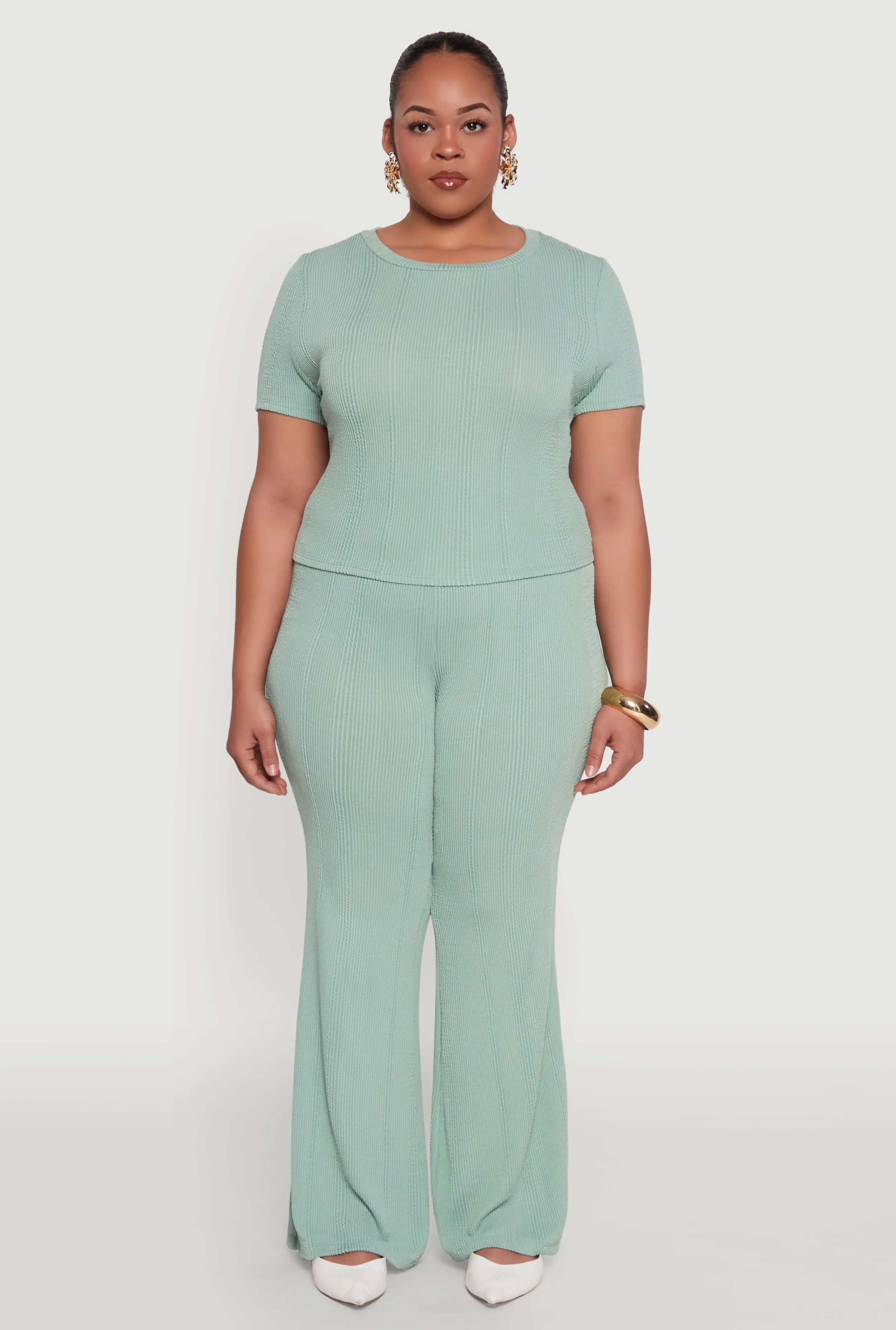 Plus Size Shadow Stripe Flared Pants sold by Rainbow product image thumbnail 2