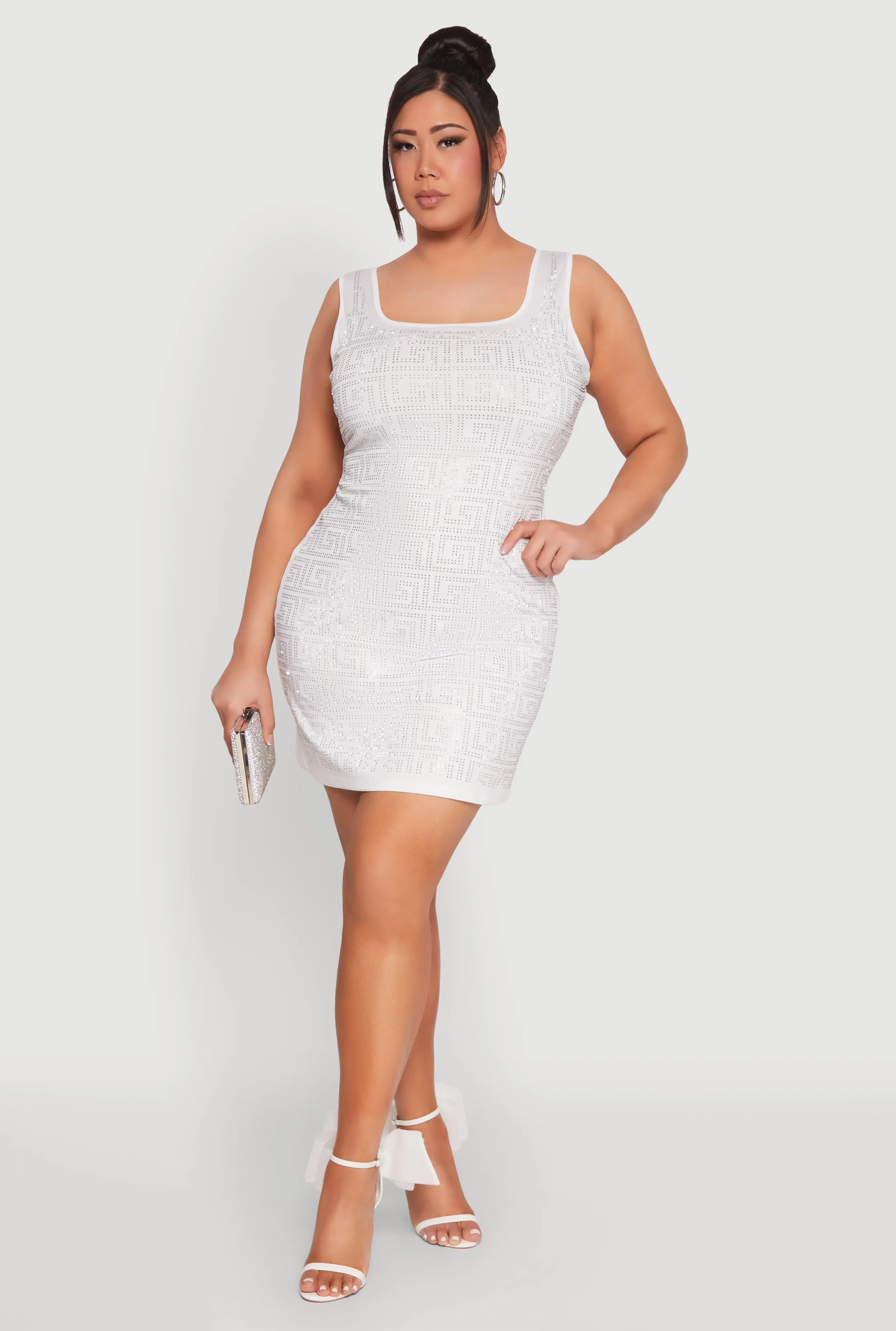 Plus Size Rhinestone Greek Key Tank Dress sold by Rainbow