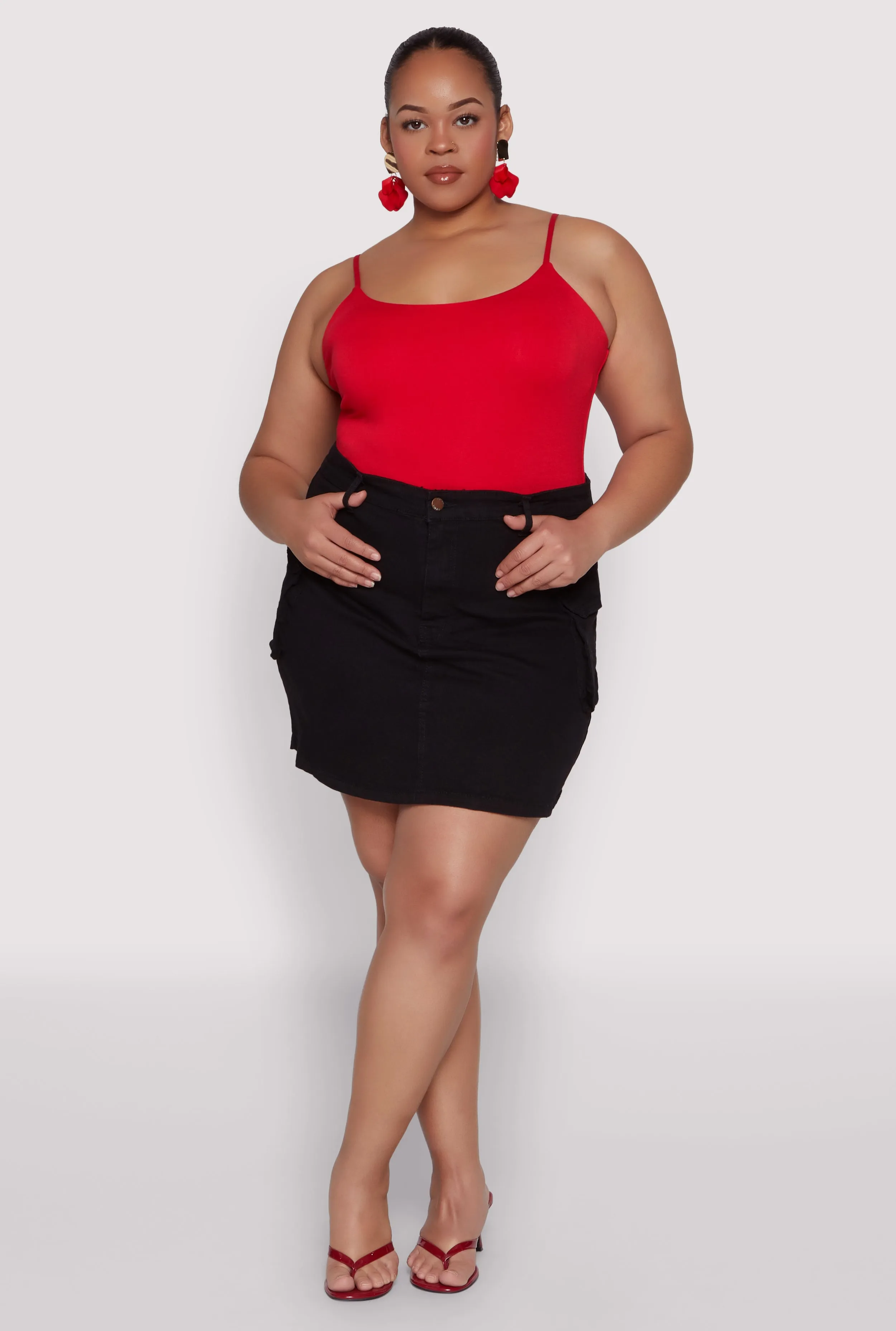 Plus Size Daisy Denim Cargo Skirt sold by Rainbow