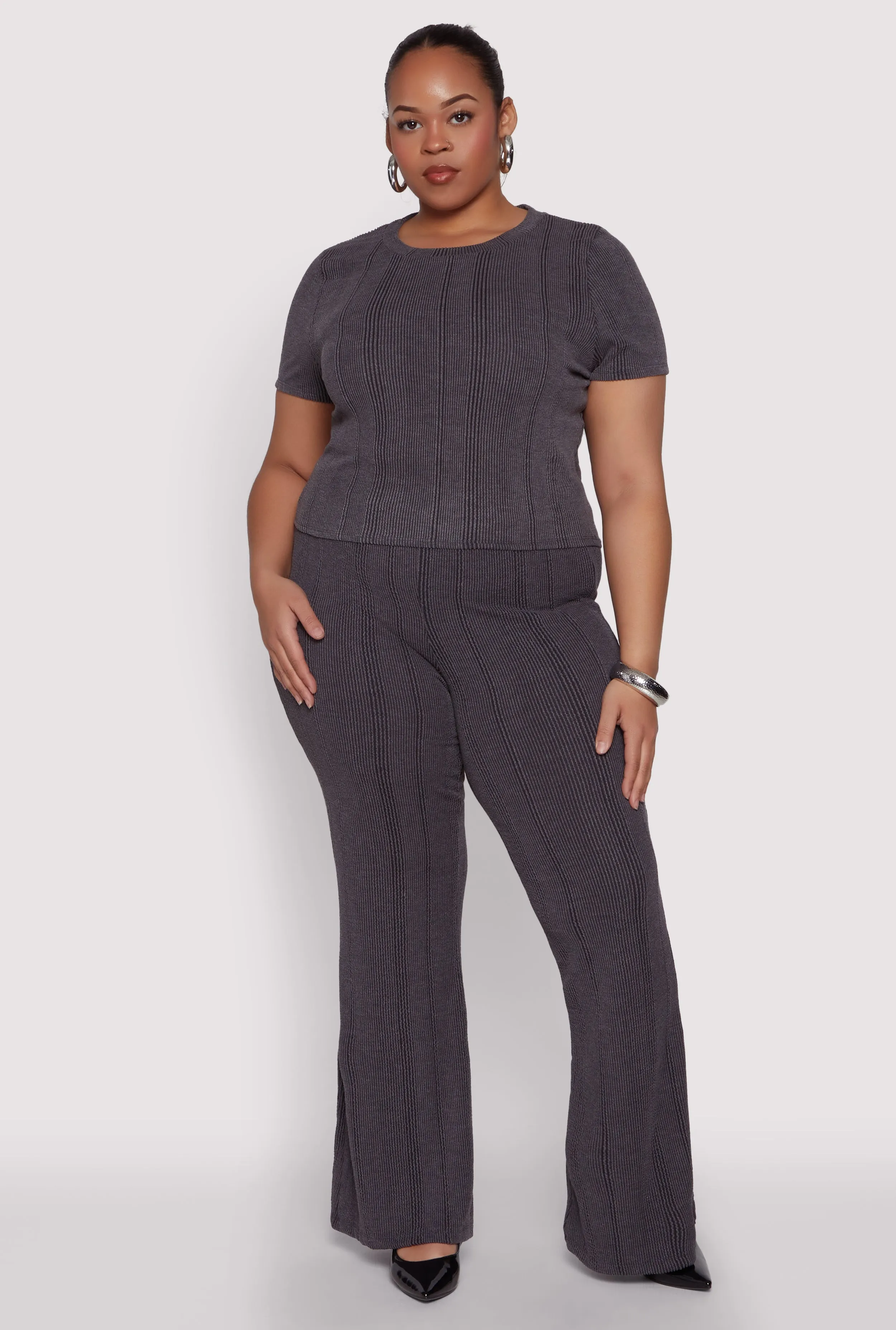 Plus Size Shadow Stripe Flared Pants sold by Rainbow product image thumbnail 2