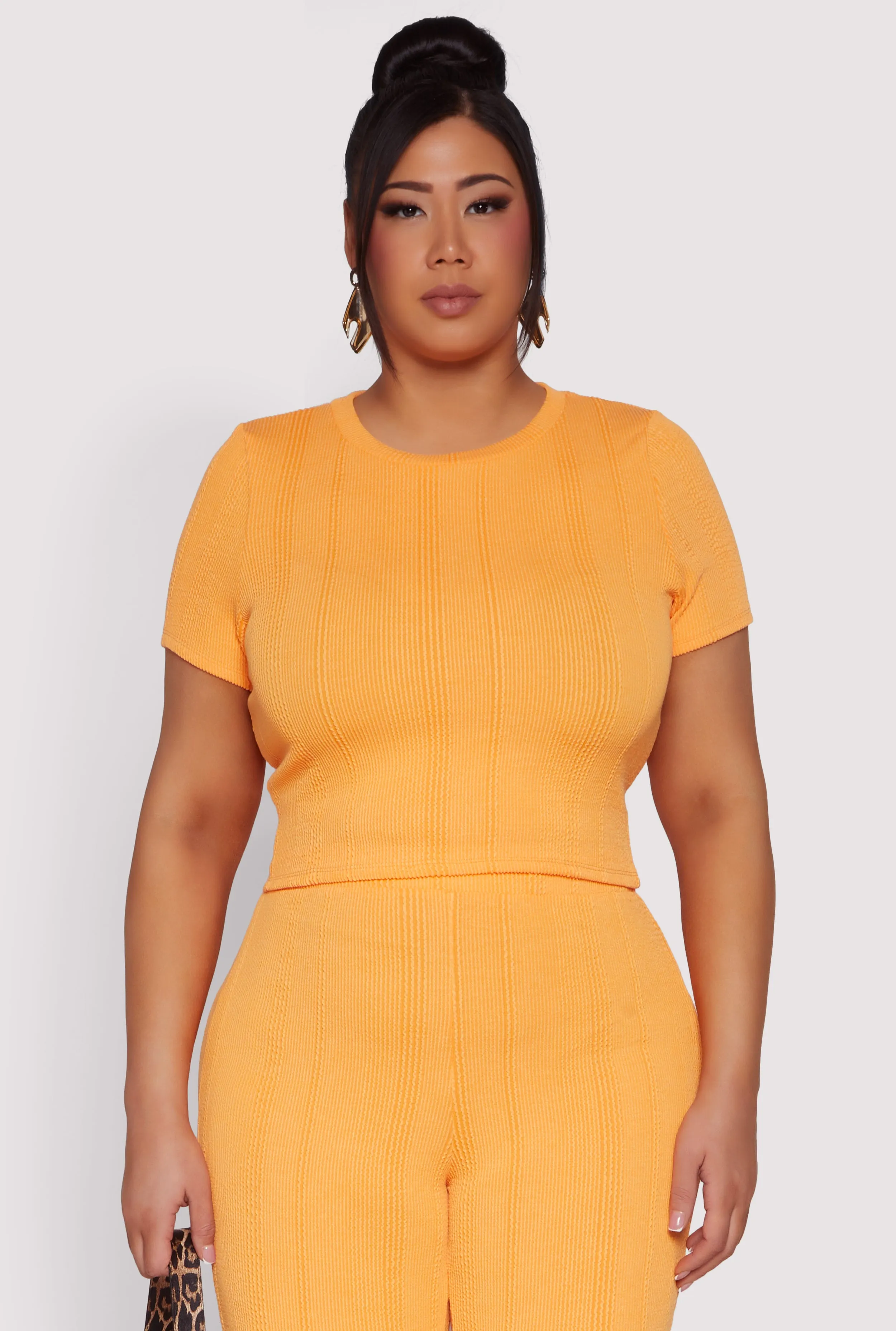 Plus Size Shadow Stripe Crop Top sold by Rainbow