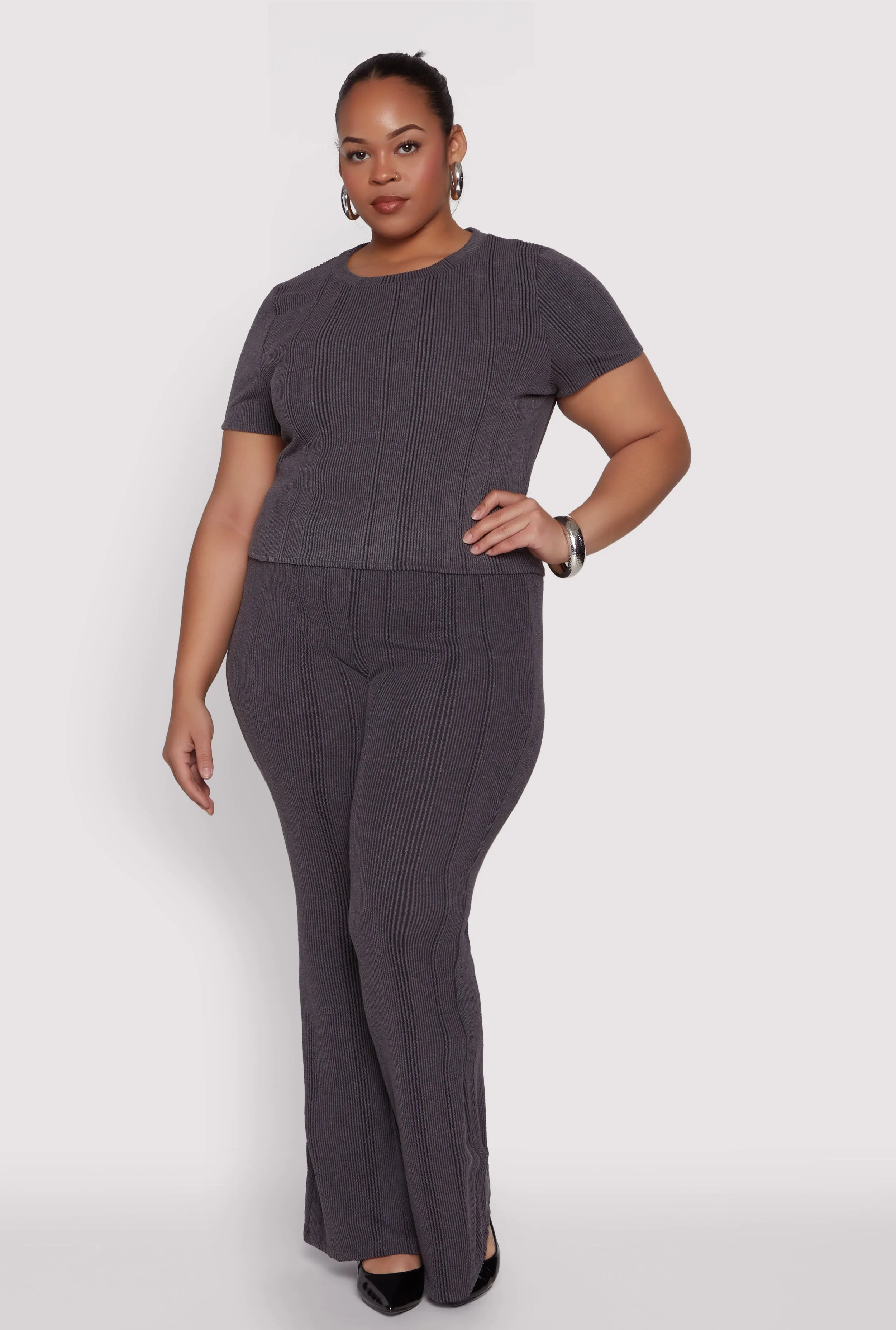 Plus Size Shadow Stripe Crop Top sold by Rainbow product image thumbnail 3