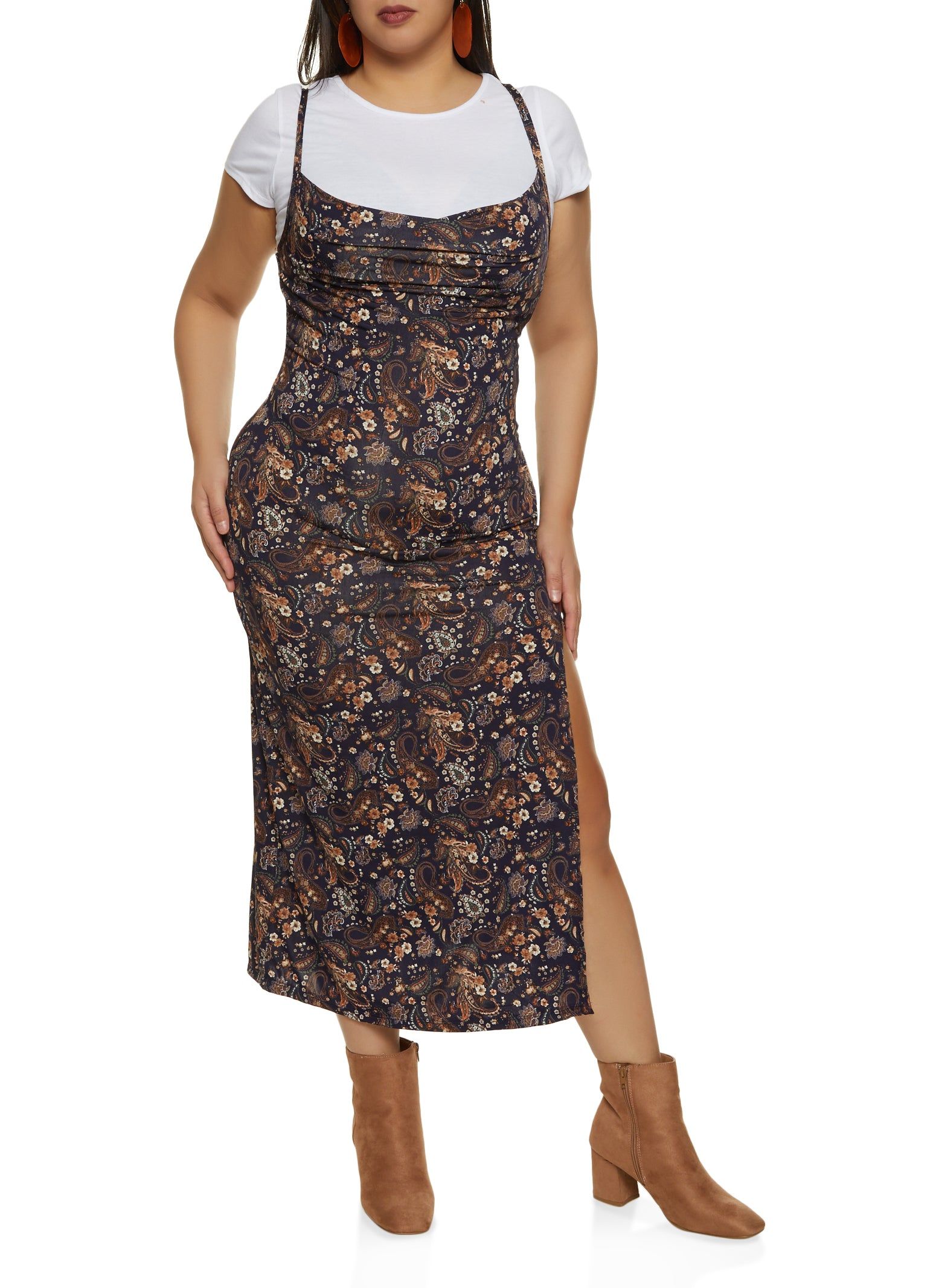 Plus Size Paisley Print Cami Dress with Tee sold by Rainbow