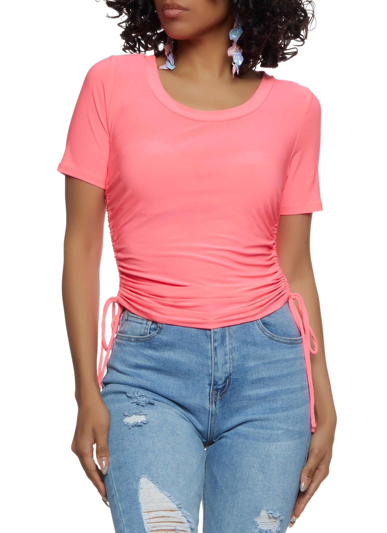 Ruched Side Short Sleeve Tee sold by Rainbow