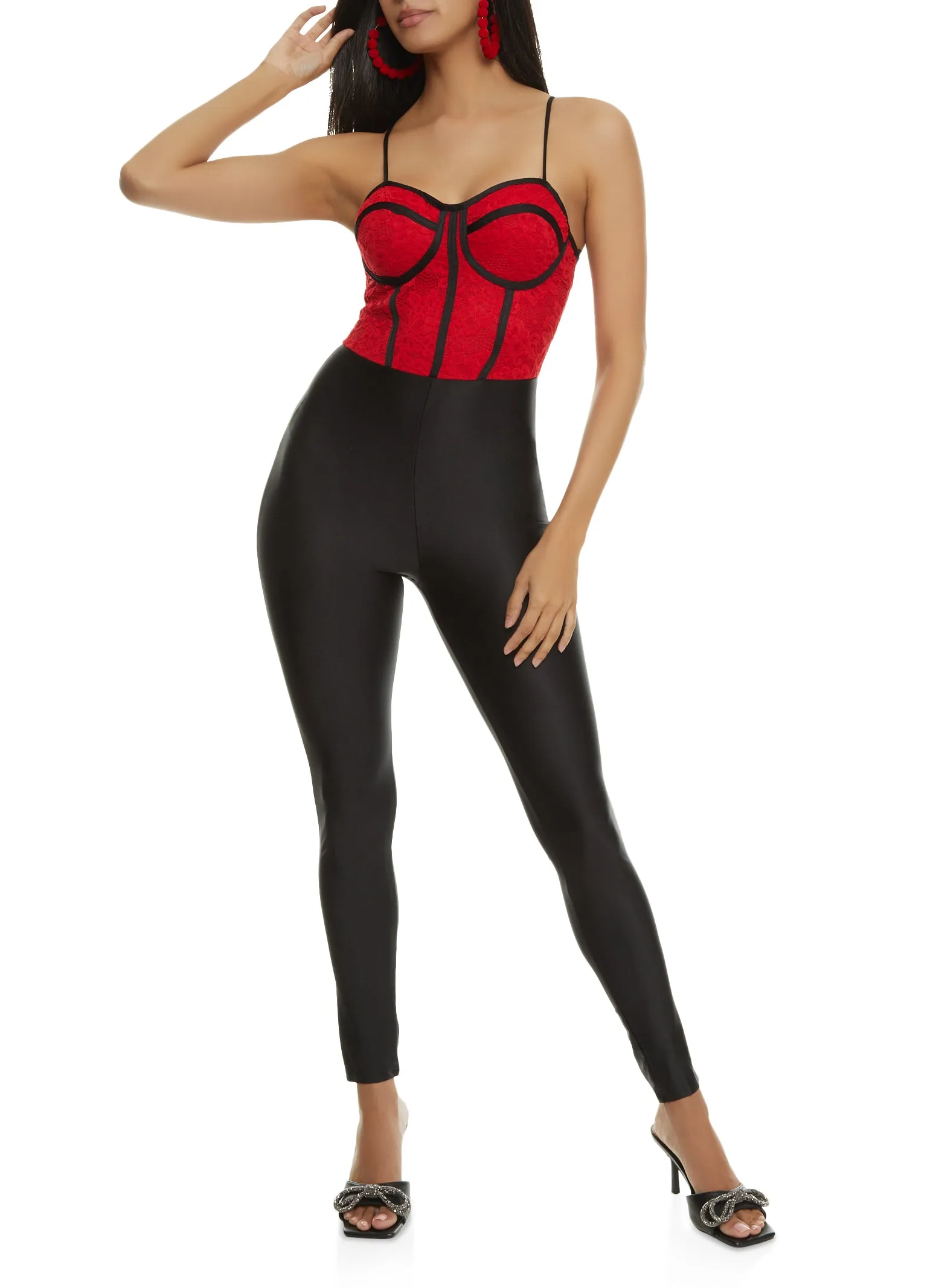 Contrast Trim Lace Detail Bustier Jumpsuit sold by Rainbow