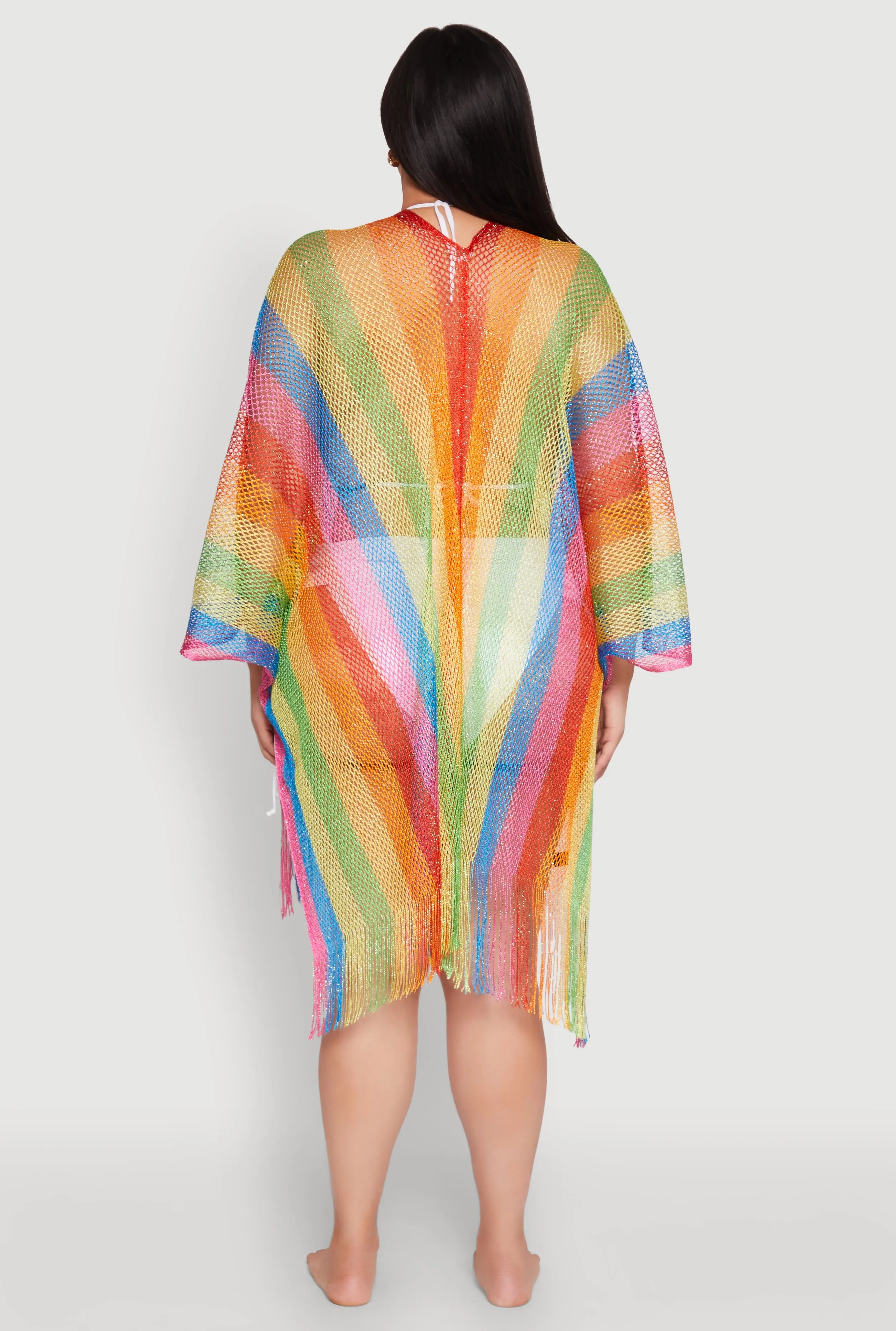 Rainbow Stripe Cover Up Kimono sold by Rainbow product image thumbnail 5