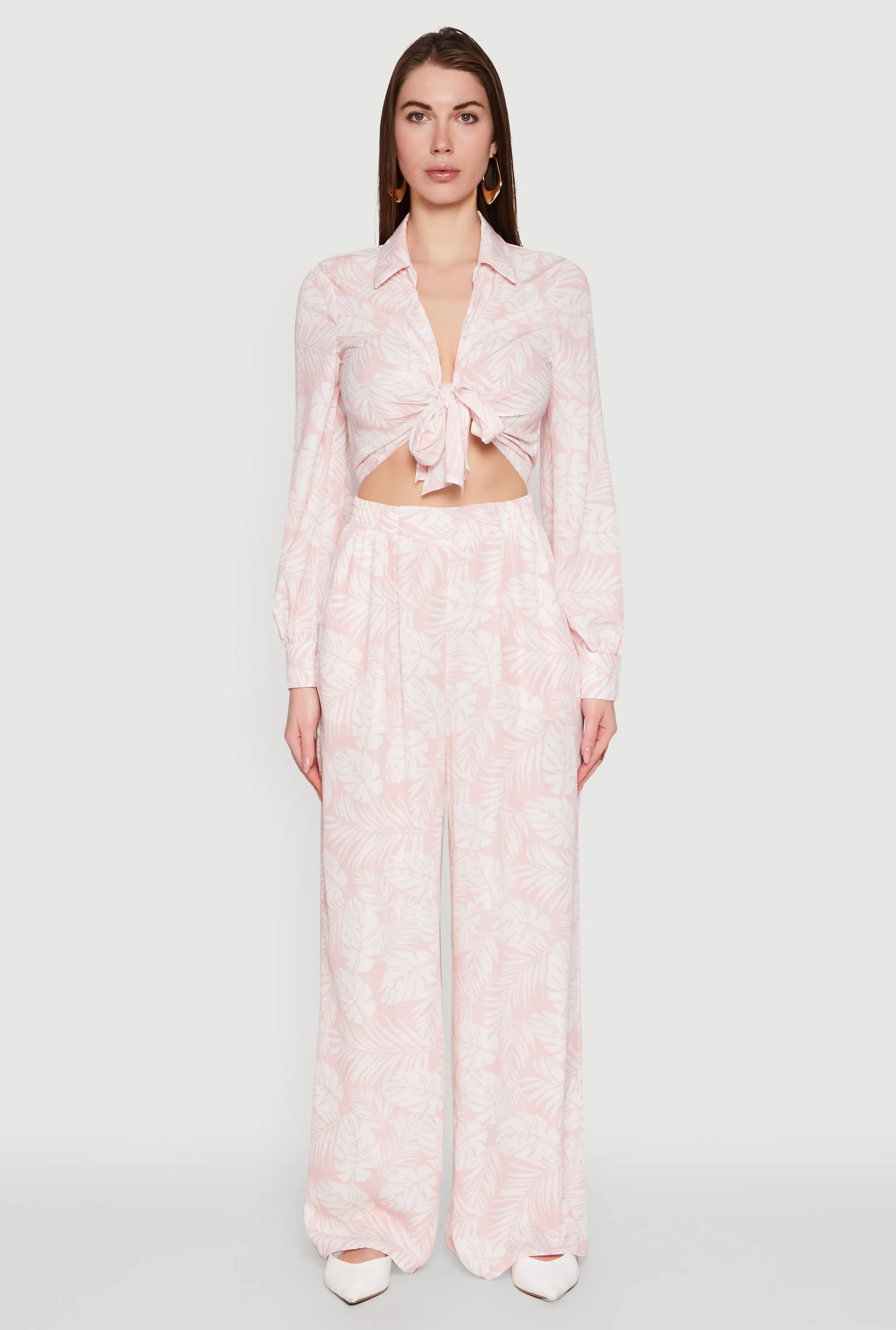 Airy Leaf Print Palazzo Pants sold by Rainbow product image thumbnail 2