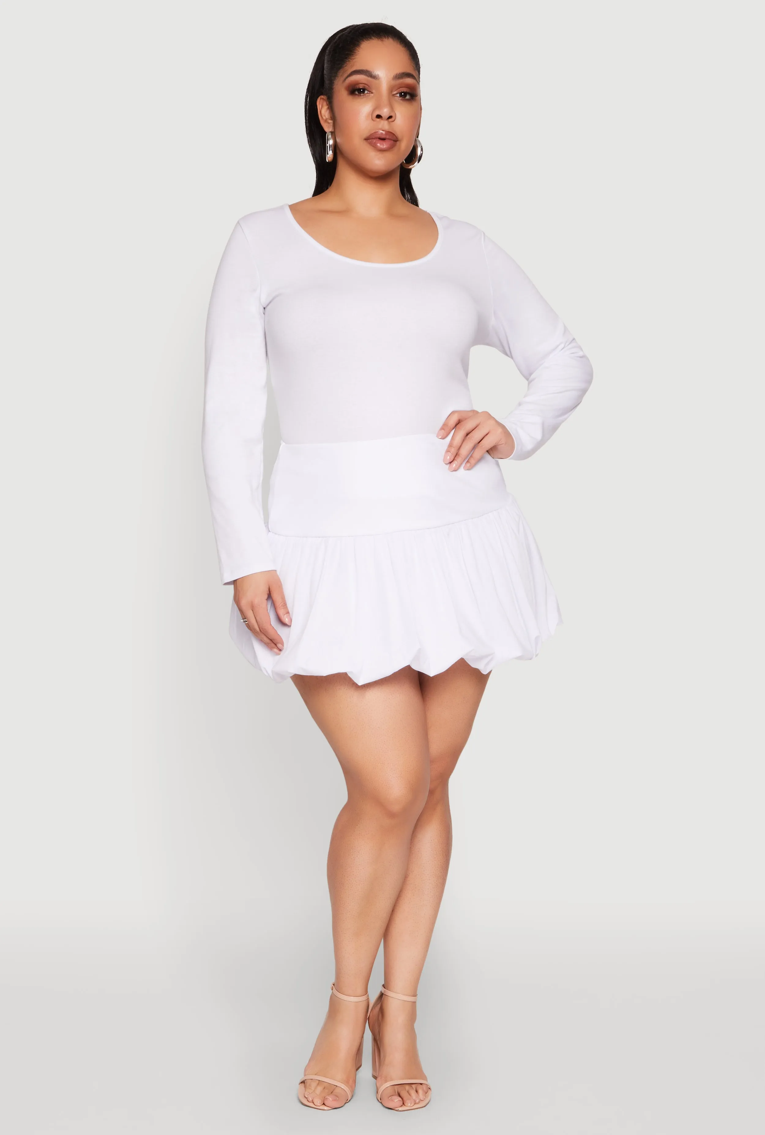 Plus Size Bubble Hem Mini Skirt sold by Rainbow